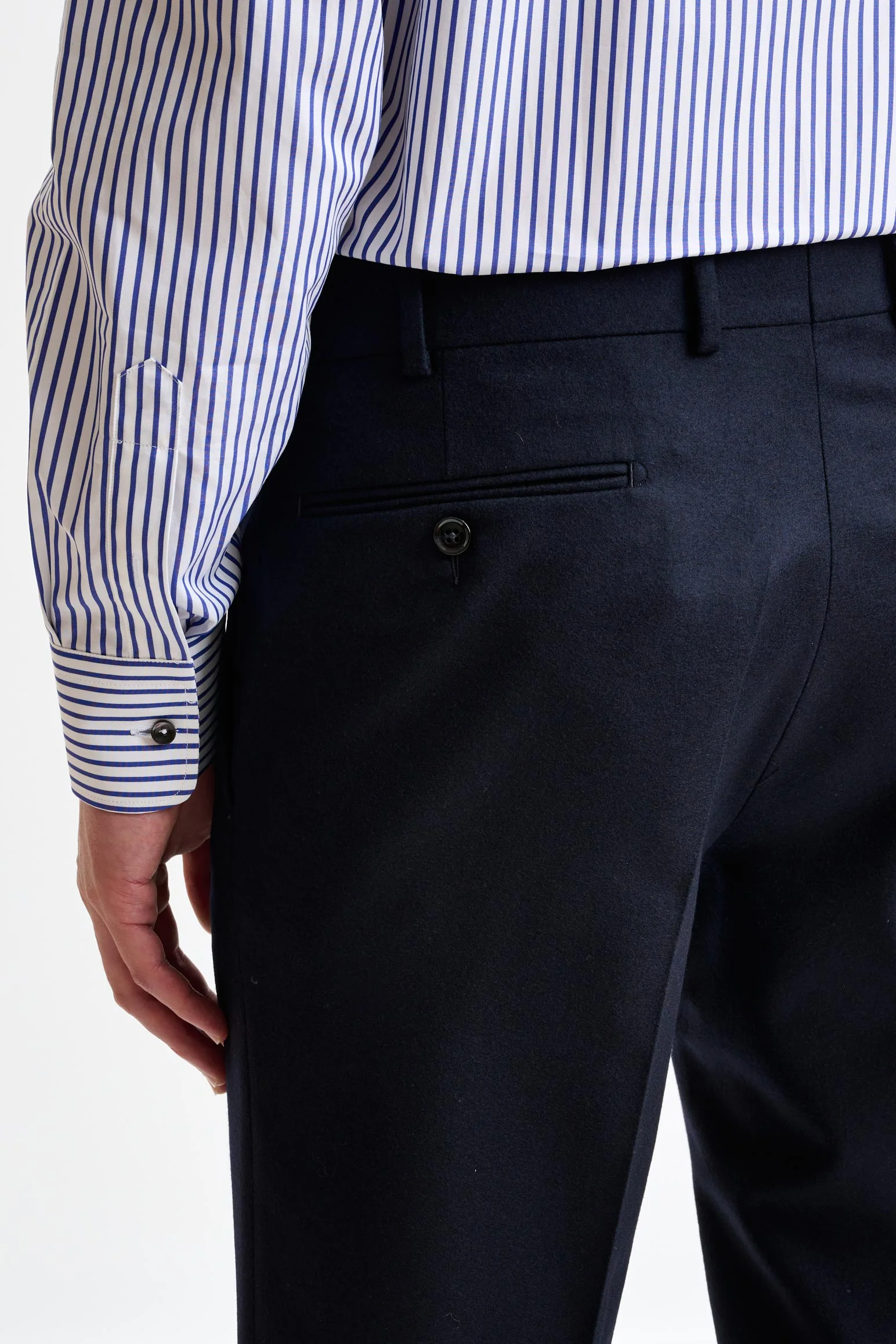 Midnight Blue Super 100's Wool Farley Trousers Flannel Saxony - Image 5