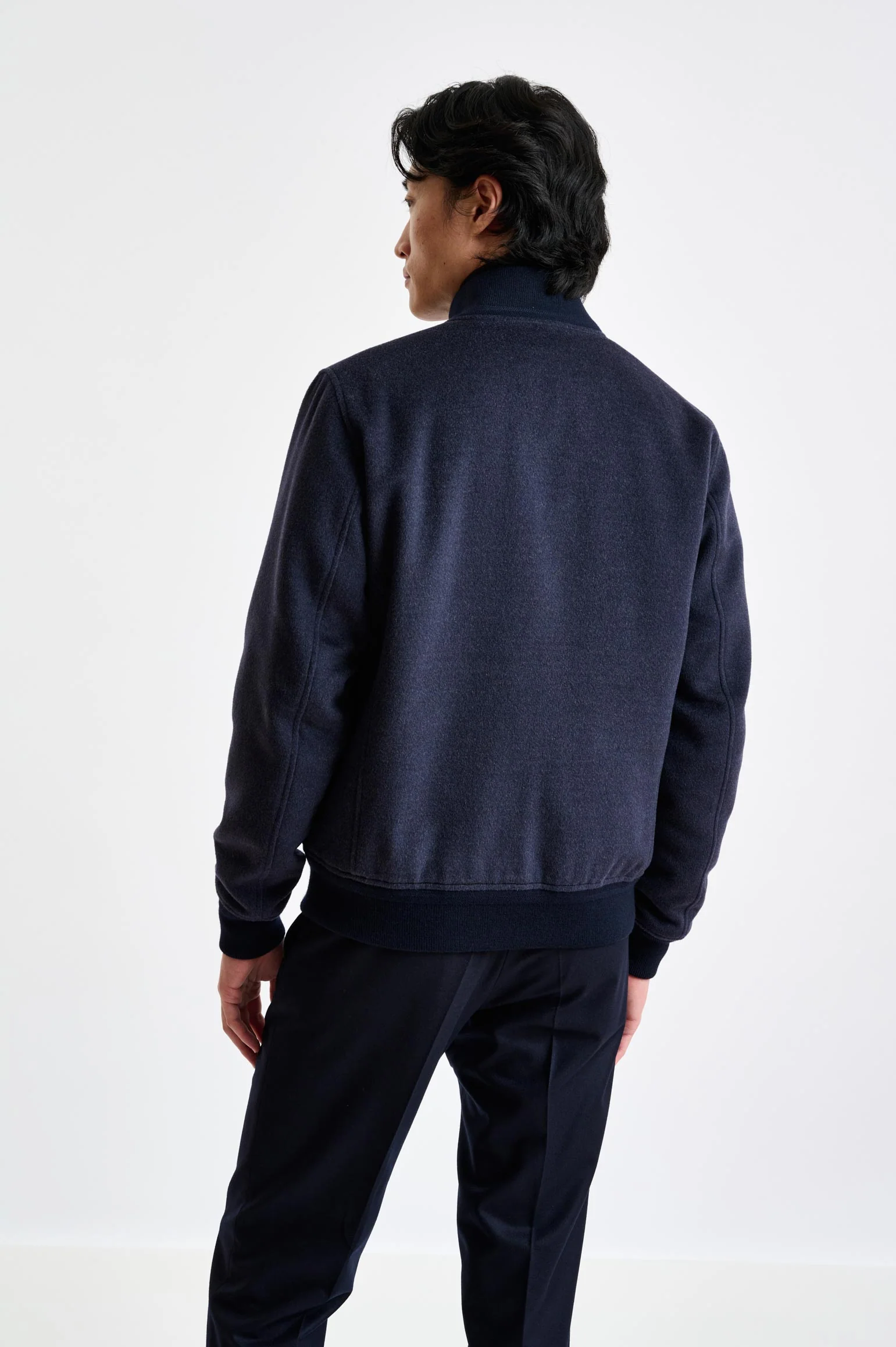 Midnight Blue Wool Warwick Bomber Jacket Zeus - Image 3