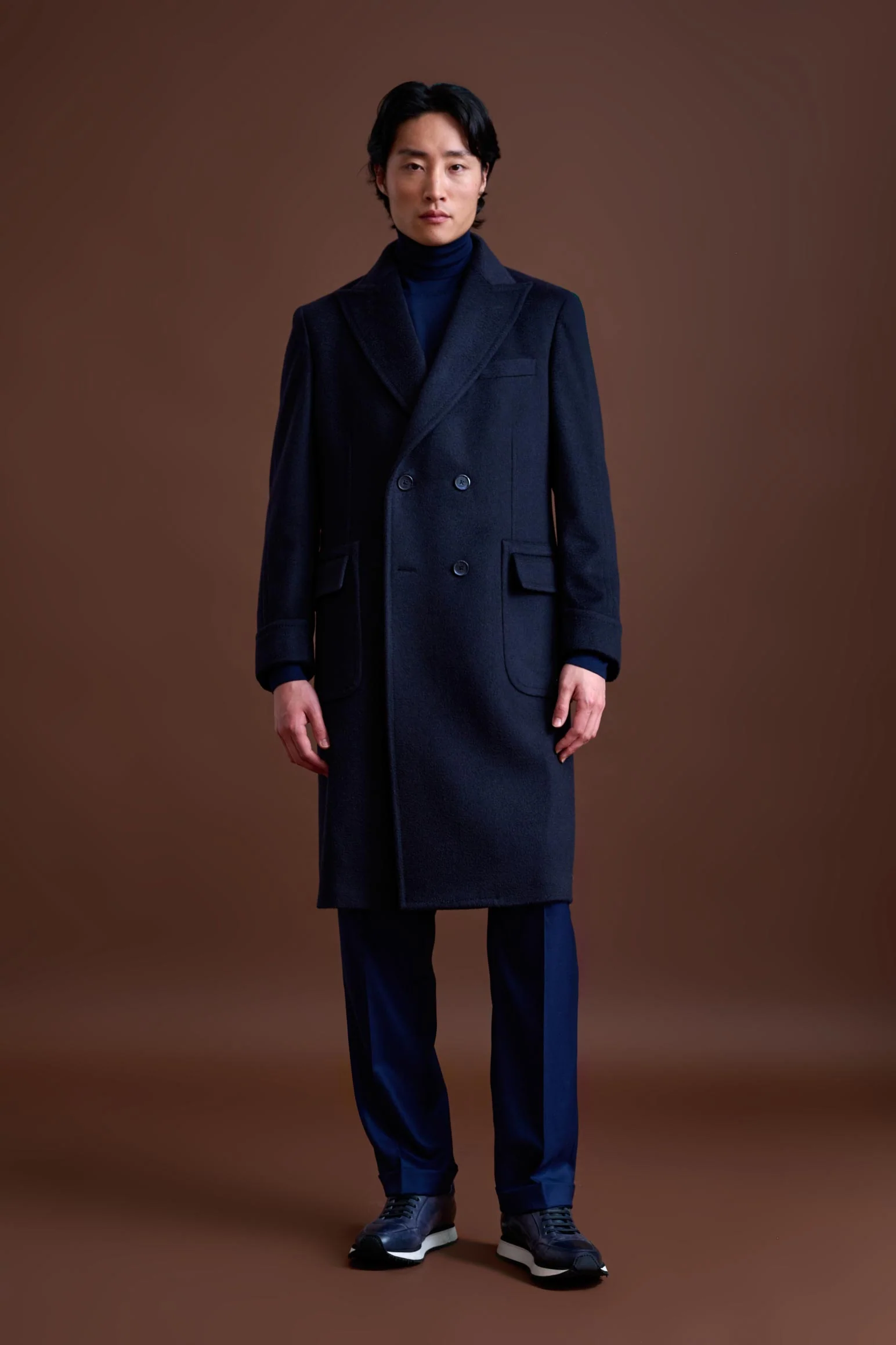 Navy 100% Cashmere Guildford Overcoat Zeus - Image 2