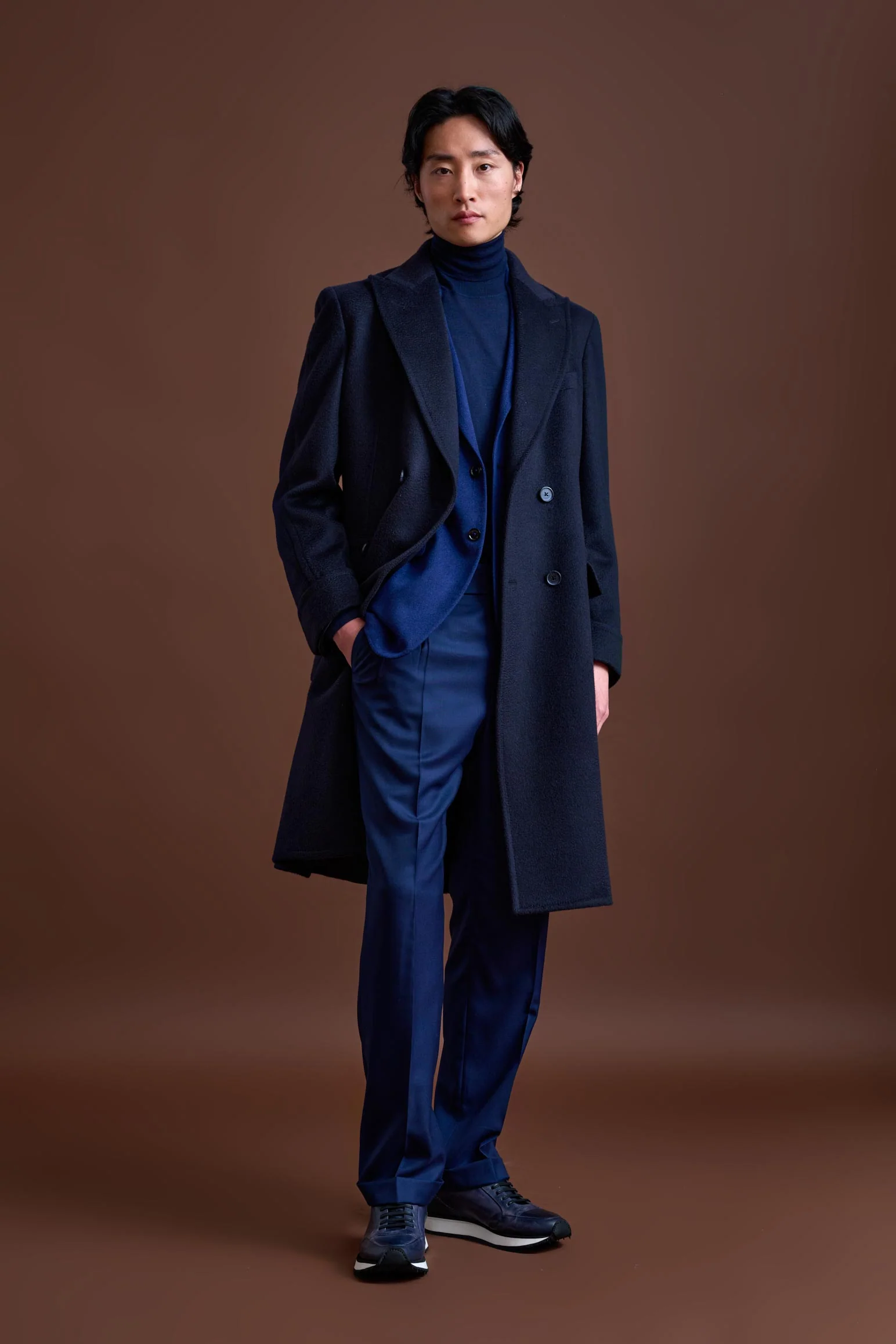 Navy 100% Cashmere Guildford Overcoat Zeus - Image 3