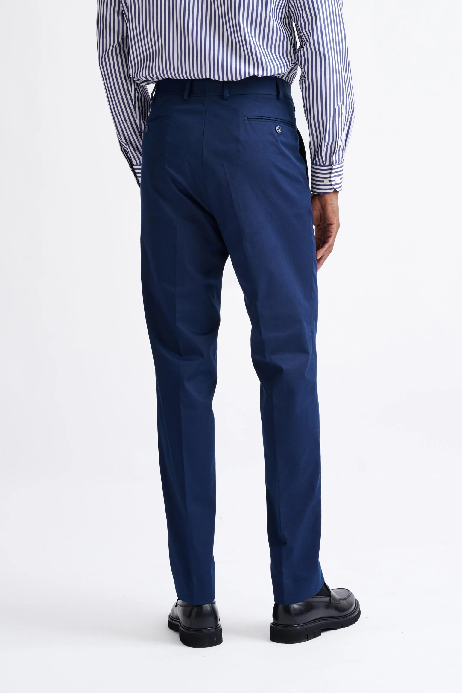 Navy Blue Super 100's Merino Wool Farley Trousers The Royal - Image 4