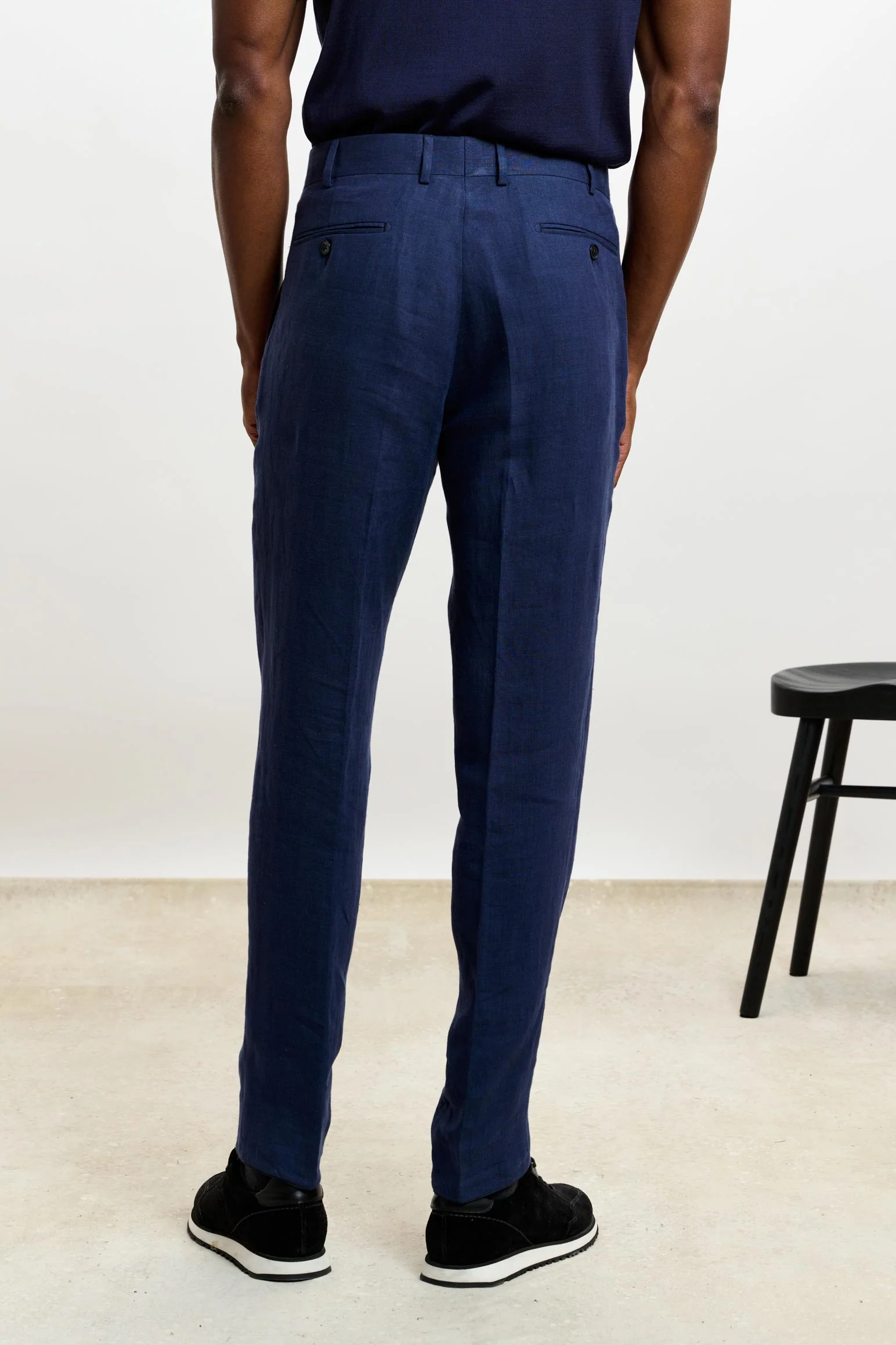 Navy Farley Trousers Pure Linen - Image 3