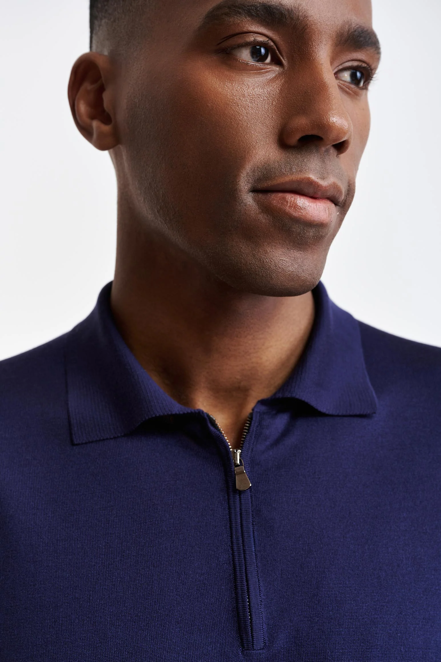 Navy Silk Polo Ripon Knitwear - Image 3