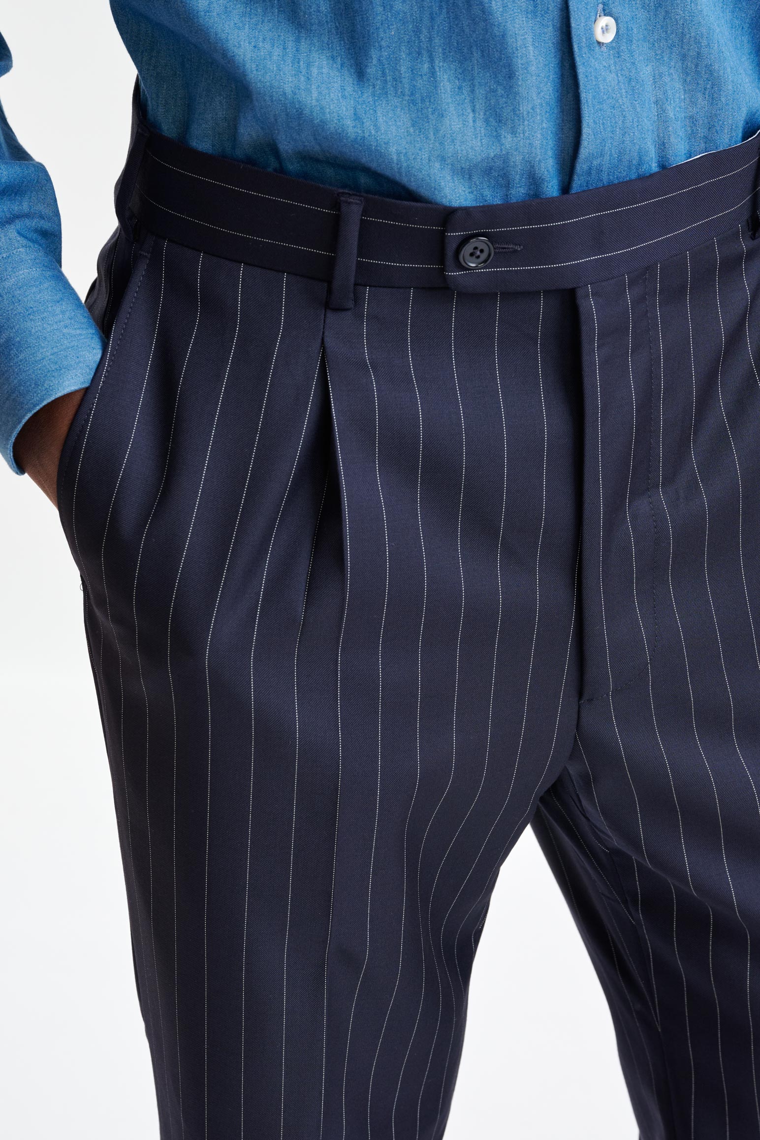 Navy Super 100's Merino Wool Farley Trousers The Royal - Image 3