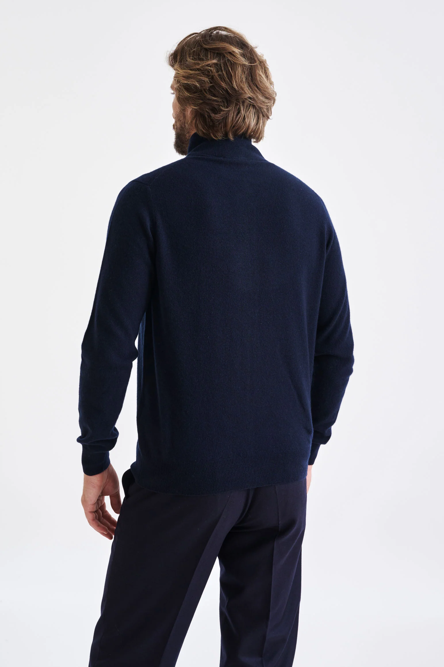 Navy Wool & Cashmere Thurso Full Zip Sweater - Image 4