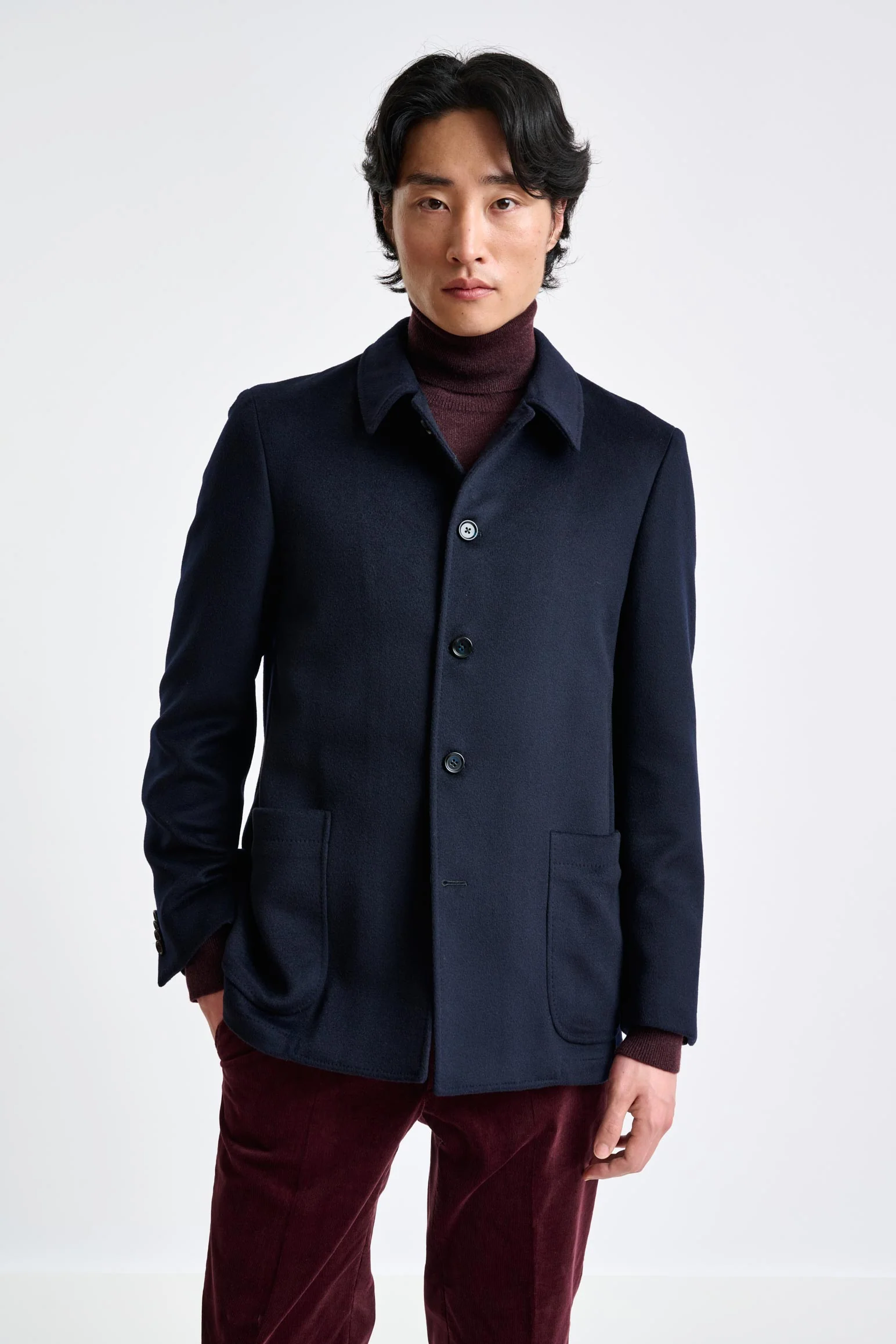 Navy Wool Chelsea Shirt Jacket Zeus