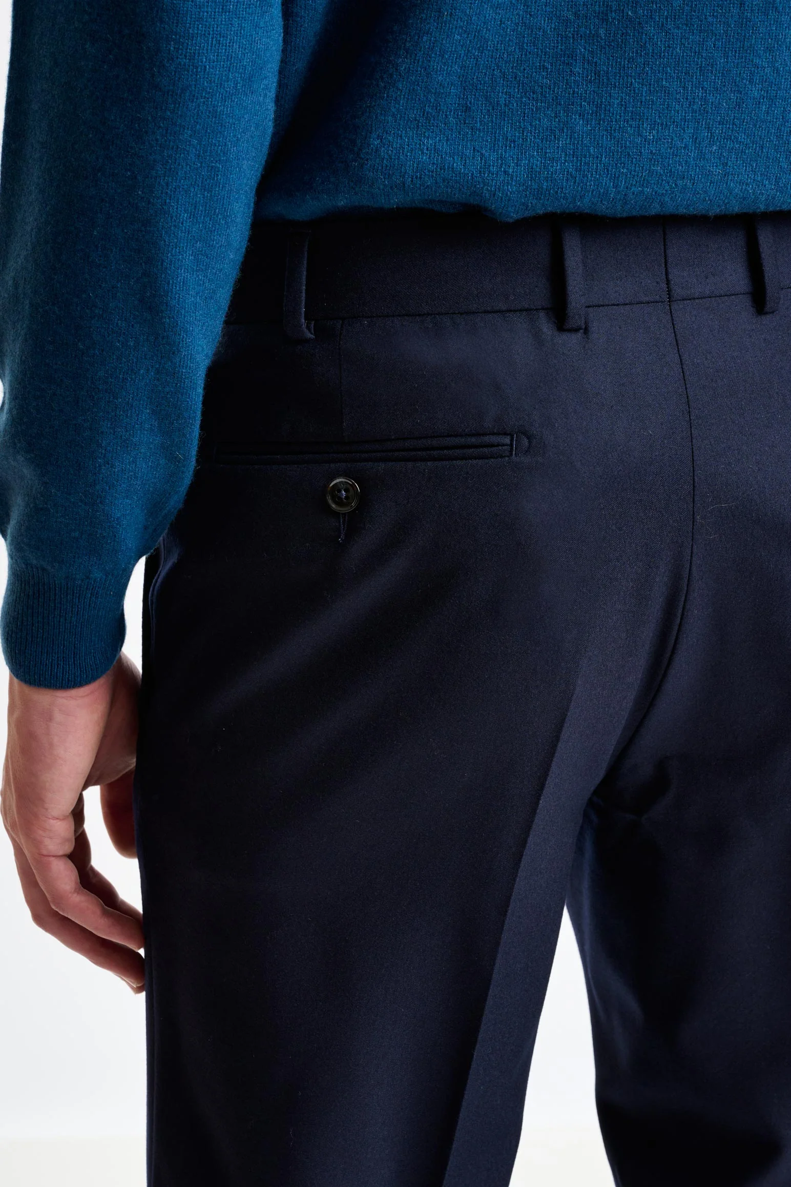 Navy Super 120's Wool Farley Trousers Flannel Saxony - Image 5