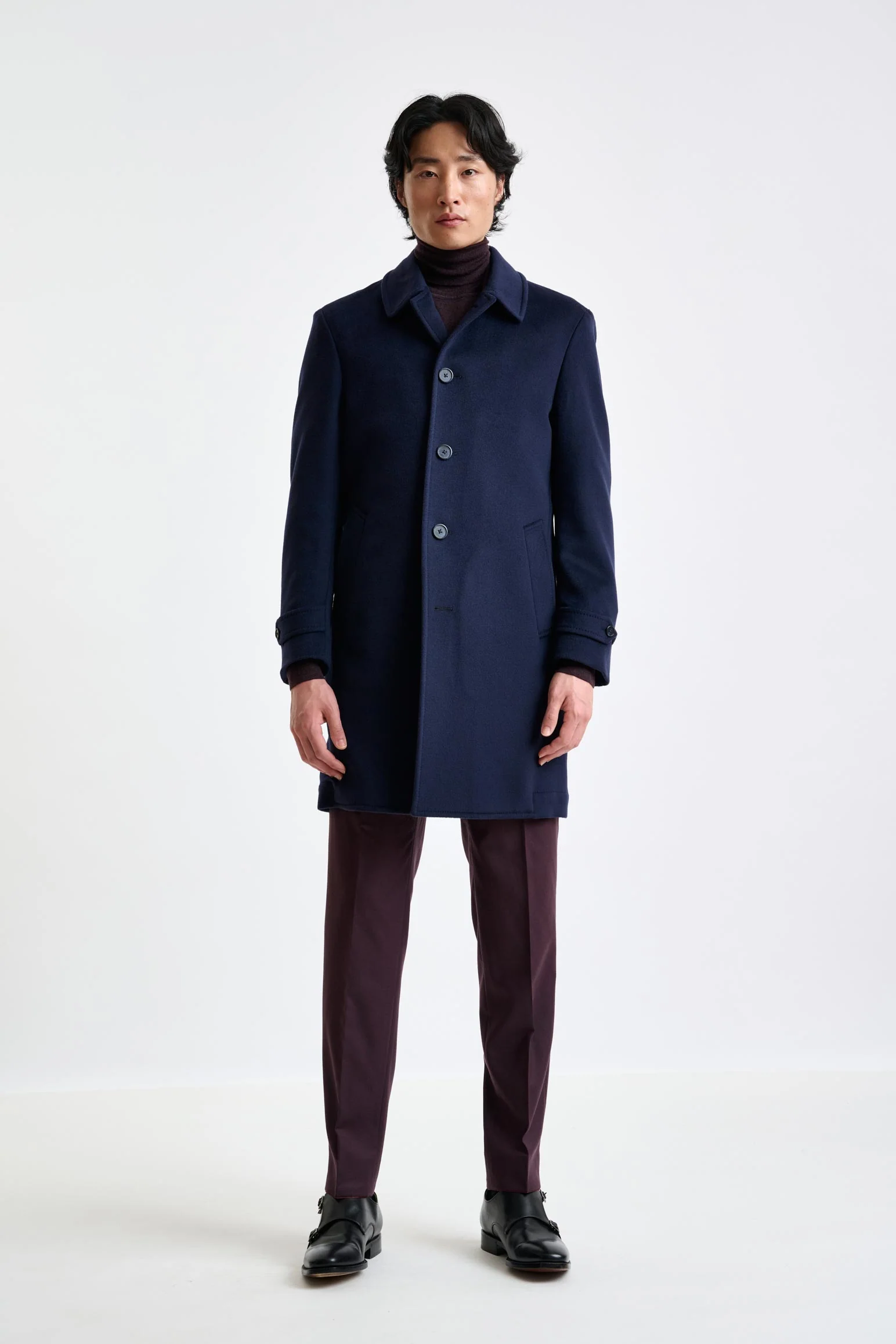 Navy Wool Leeds Coat Zeus - Image 2