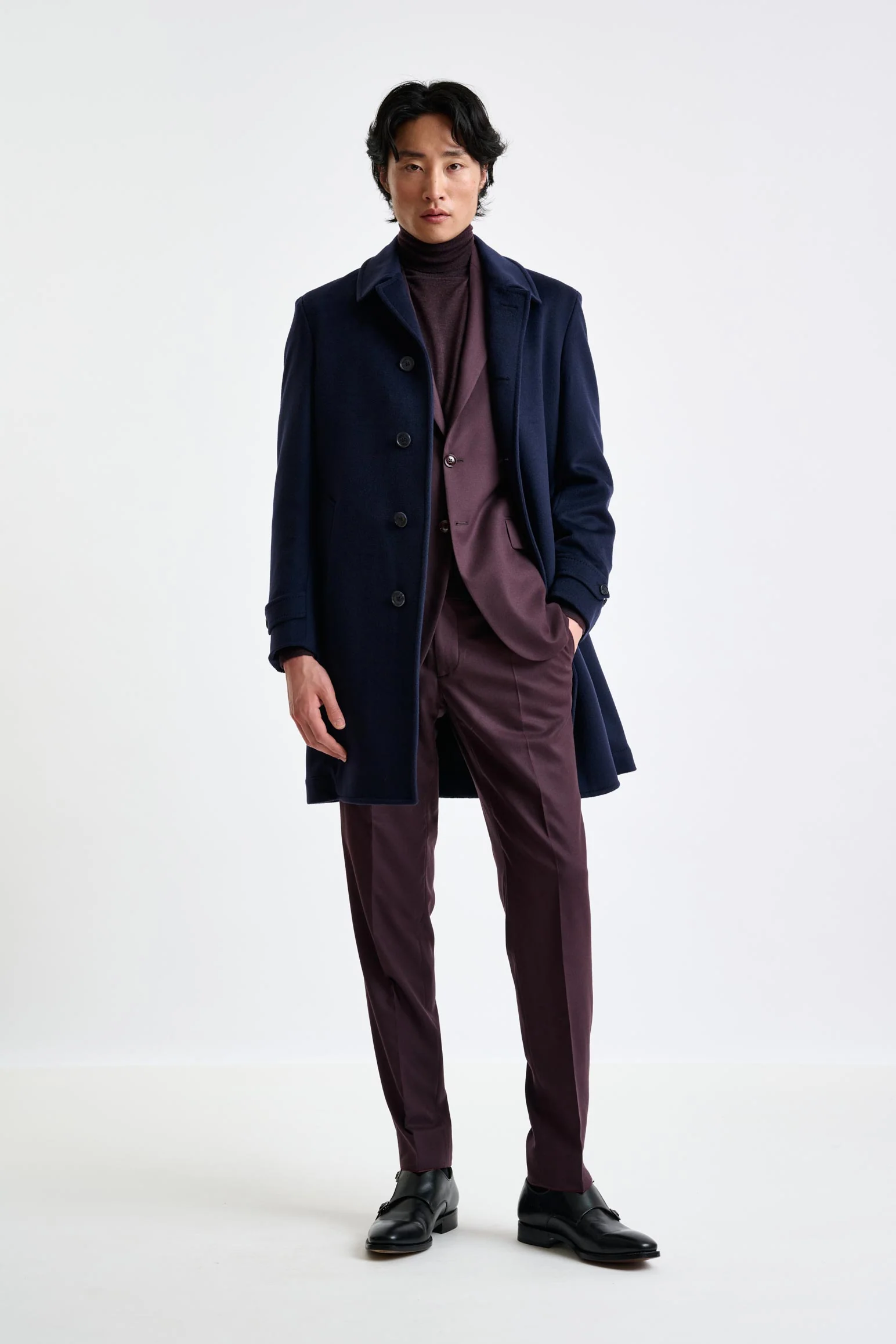Navy Wool Leeds Coat Zeus - Image 3
