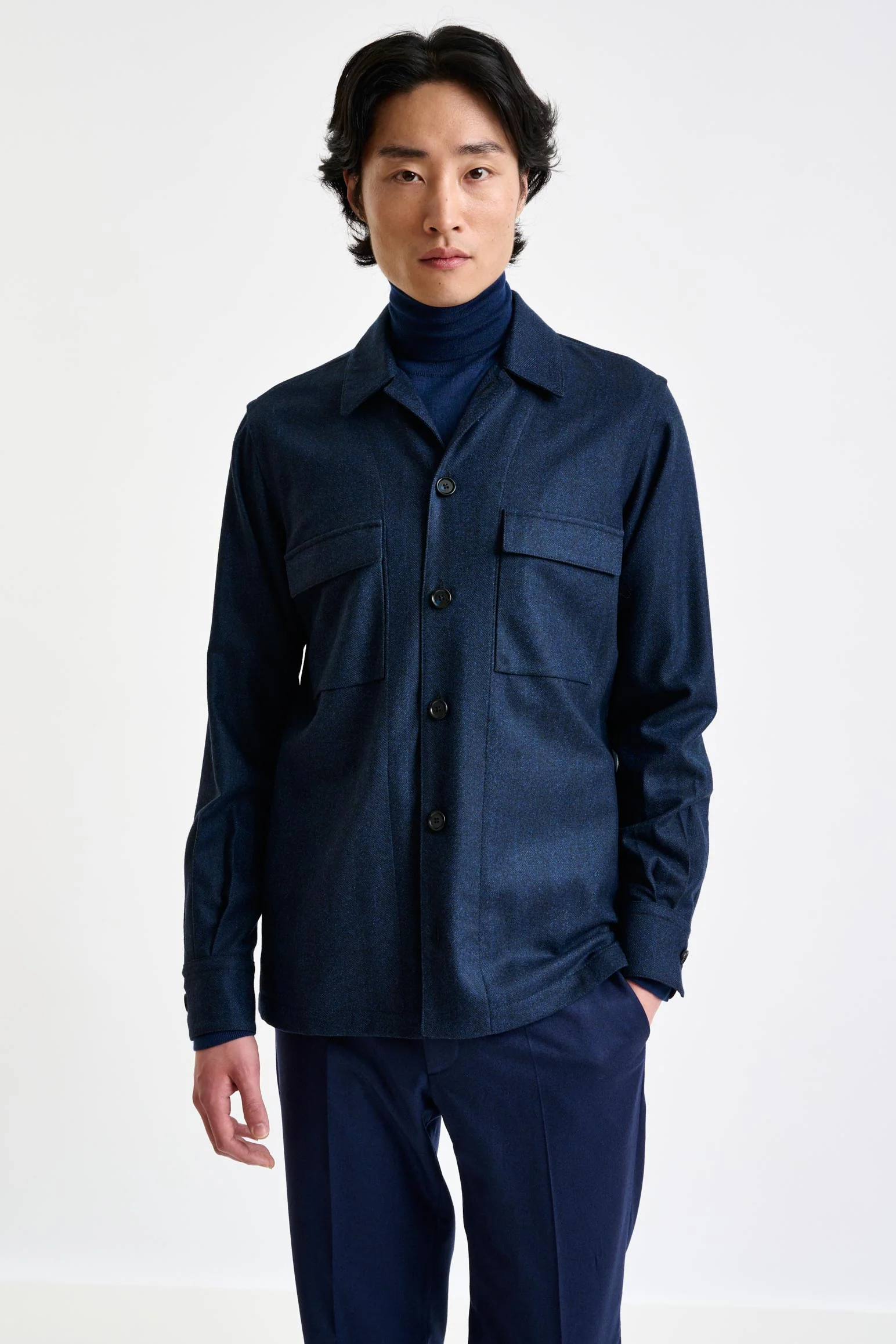 Navy Wool Overshirt Zeus