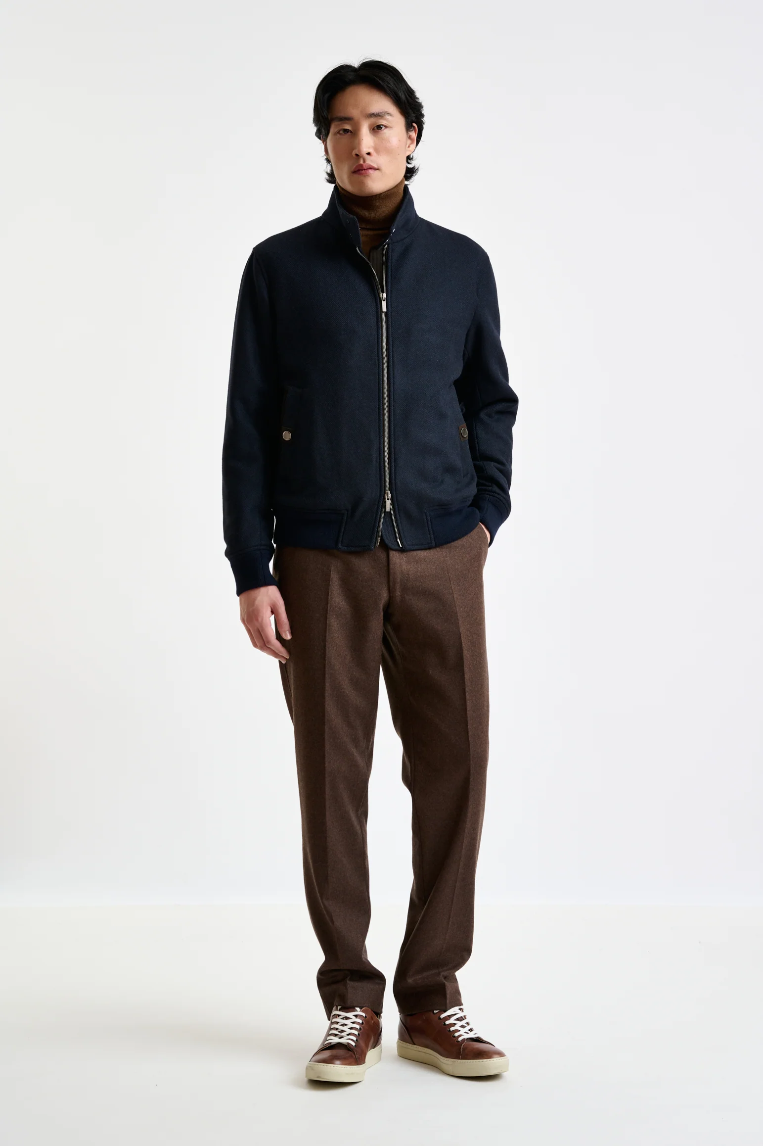 Navy Wool Warwick Bomber Jacket Zeus - Image 2