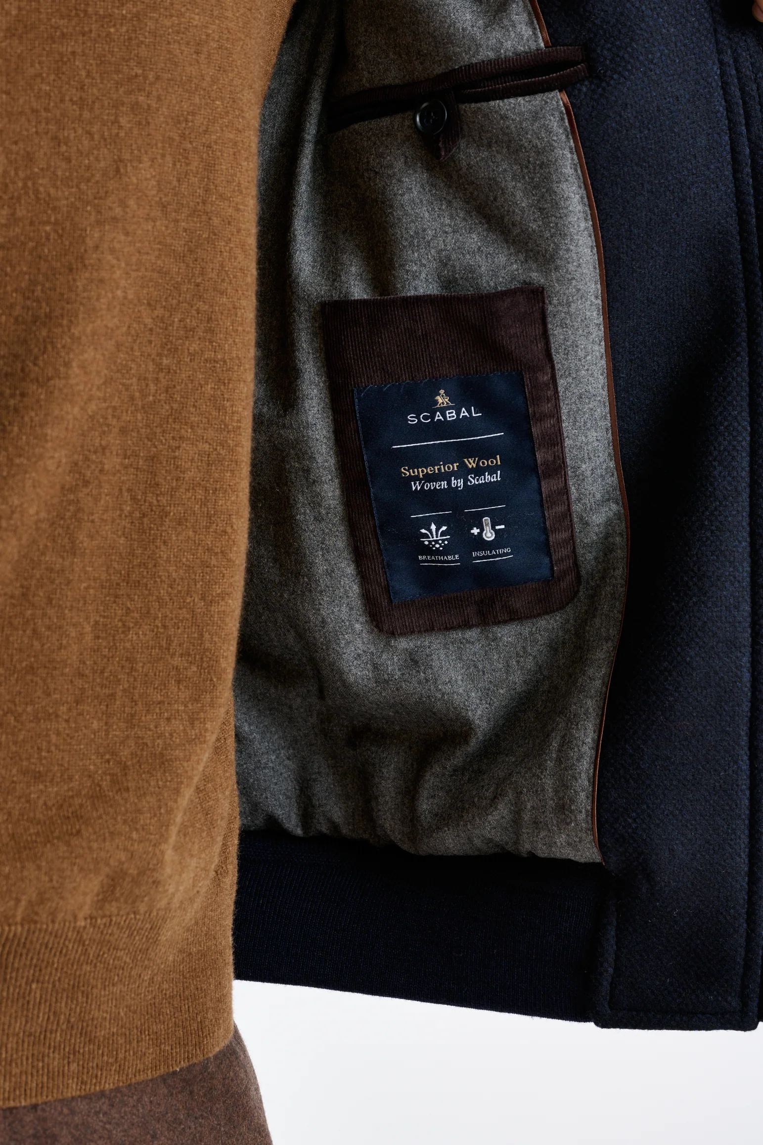 Navy Wool Warwick Bomber Jacket Zeus - Image 7