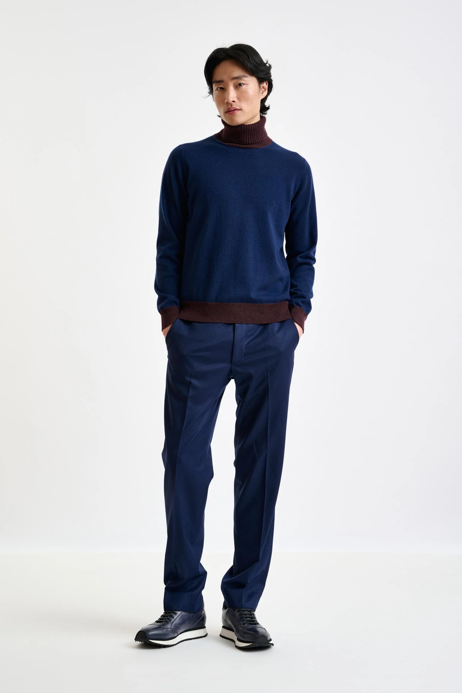Neptune Blue 100% Cashmere Crawley Rollneck Knit - Image 3