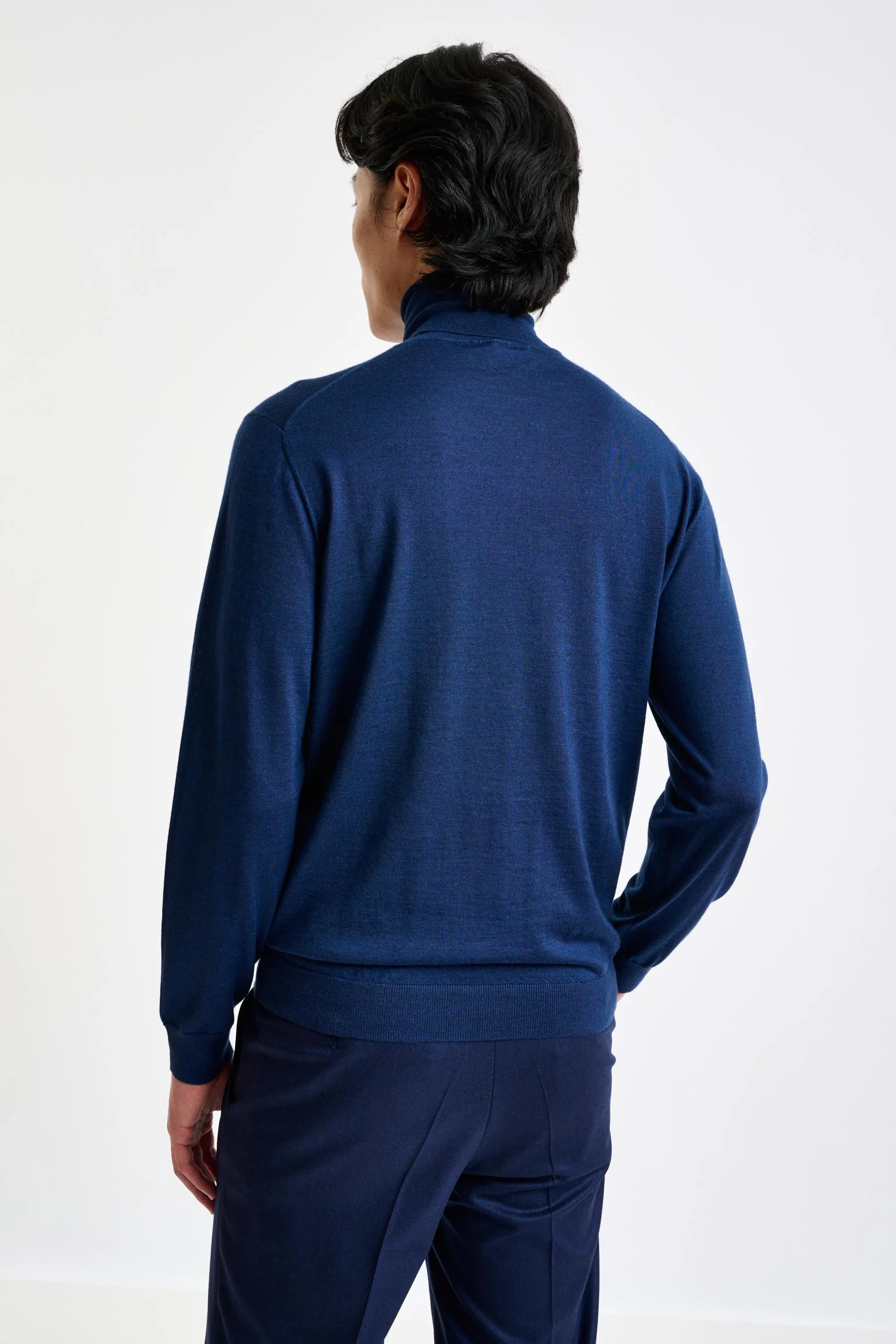 Neptune Blue Cashmere & Silk Blend Telford Turtleneck Sweater - Image 3