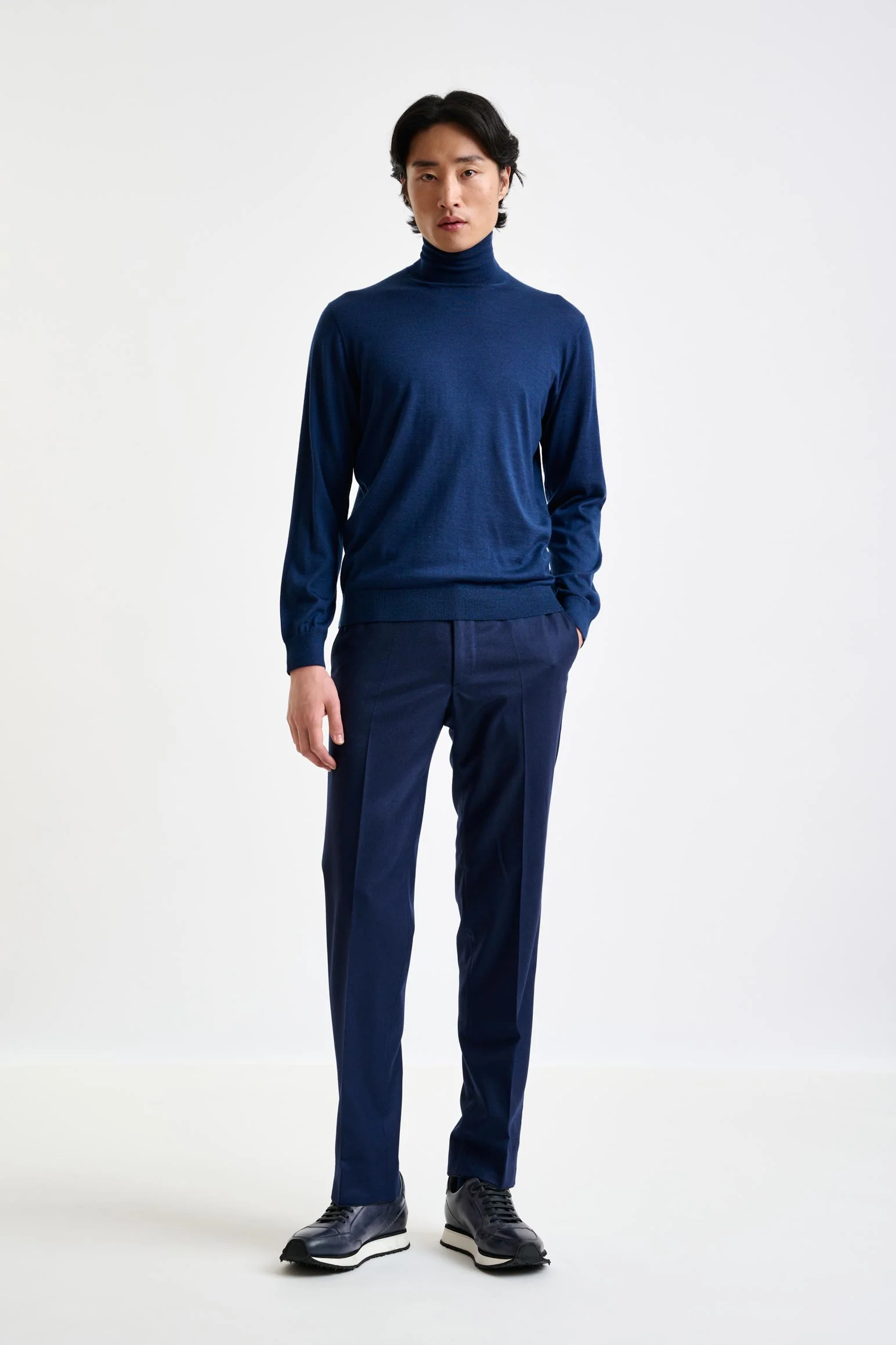 Neptune Blue Cashmere & Silk Blend Telford Turtleneck Sweater - Image 4
