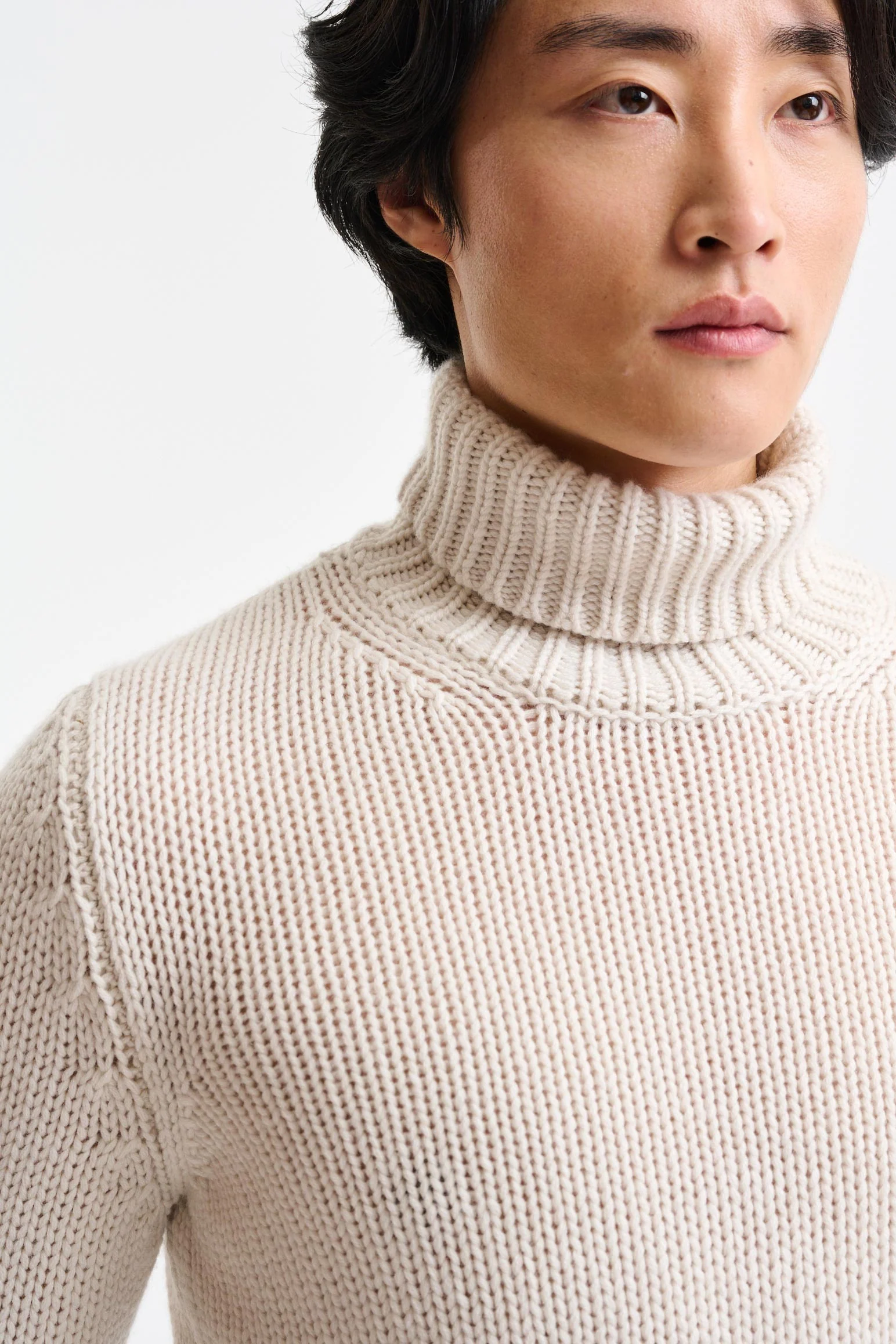 Off-White Cashmere & Heavy Wool Banbury Rollneck Sweater