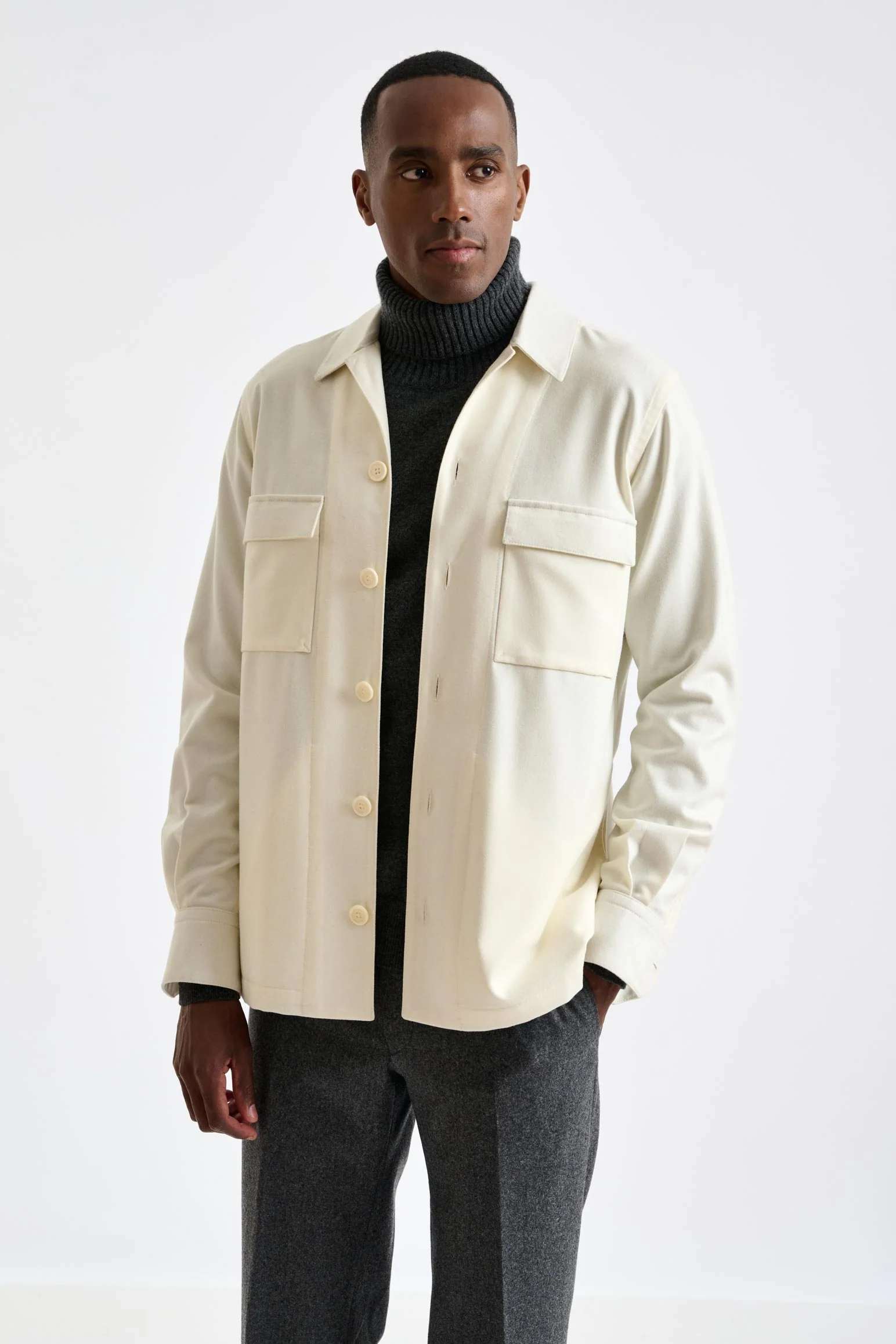 Off-White Super 100's Wool Overshirt Flannel & Saxony