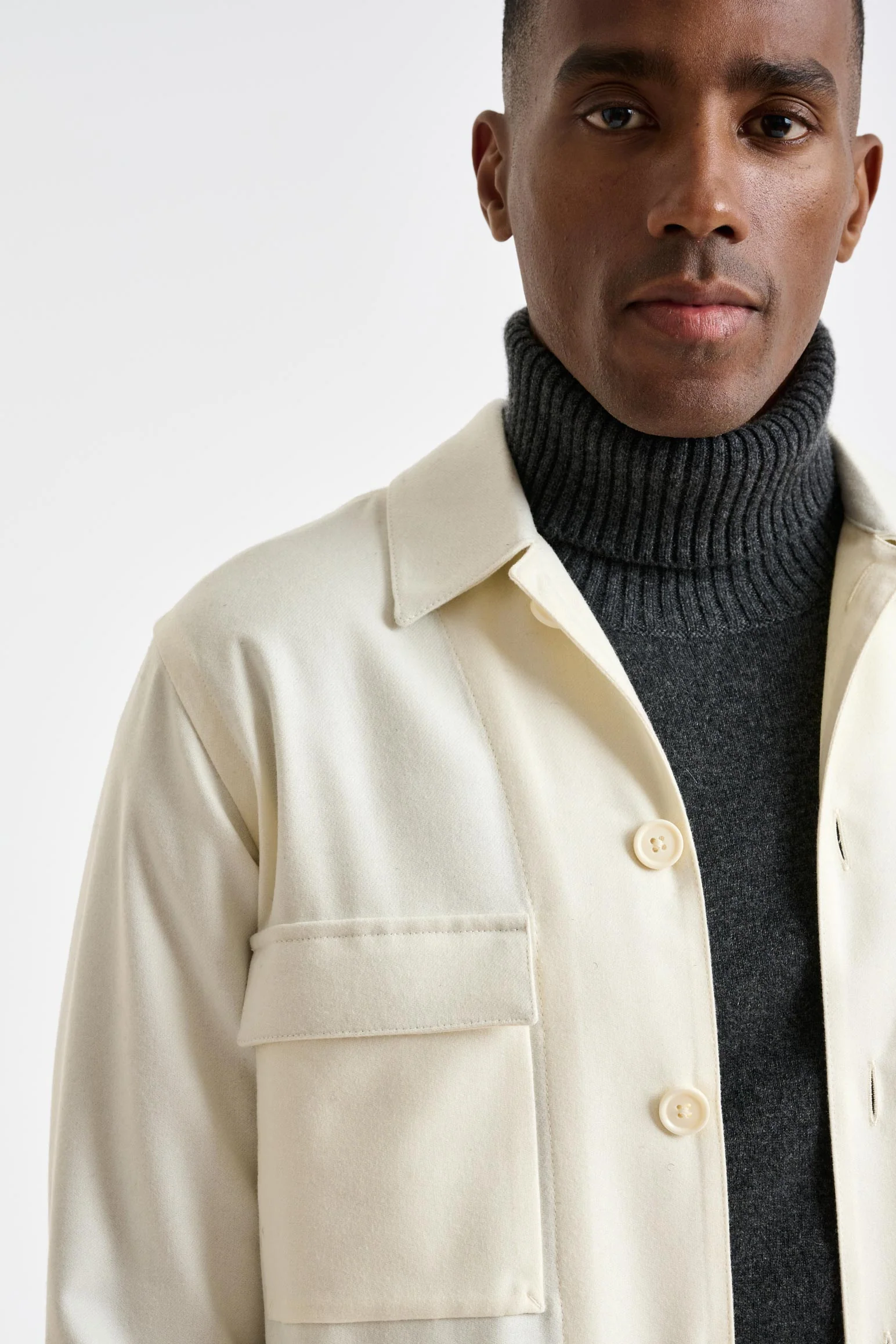 Off-White Super 100's Wool Overshirt Flannel & Saxony - Image 5