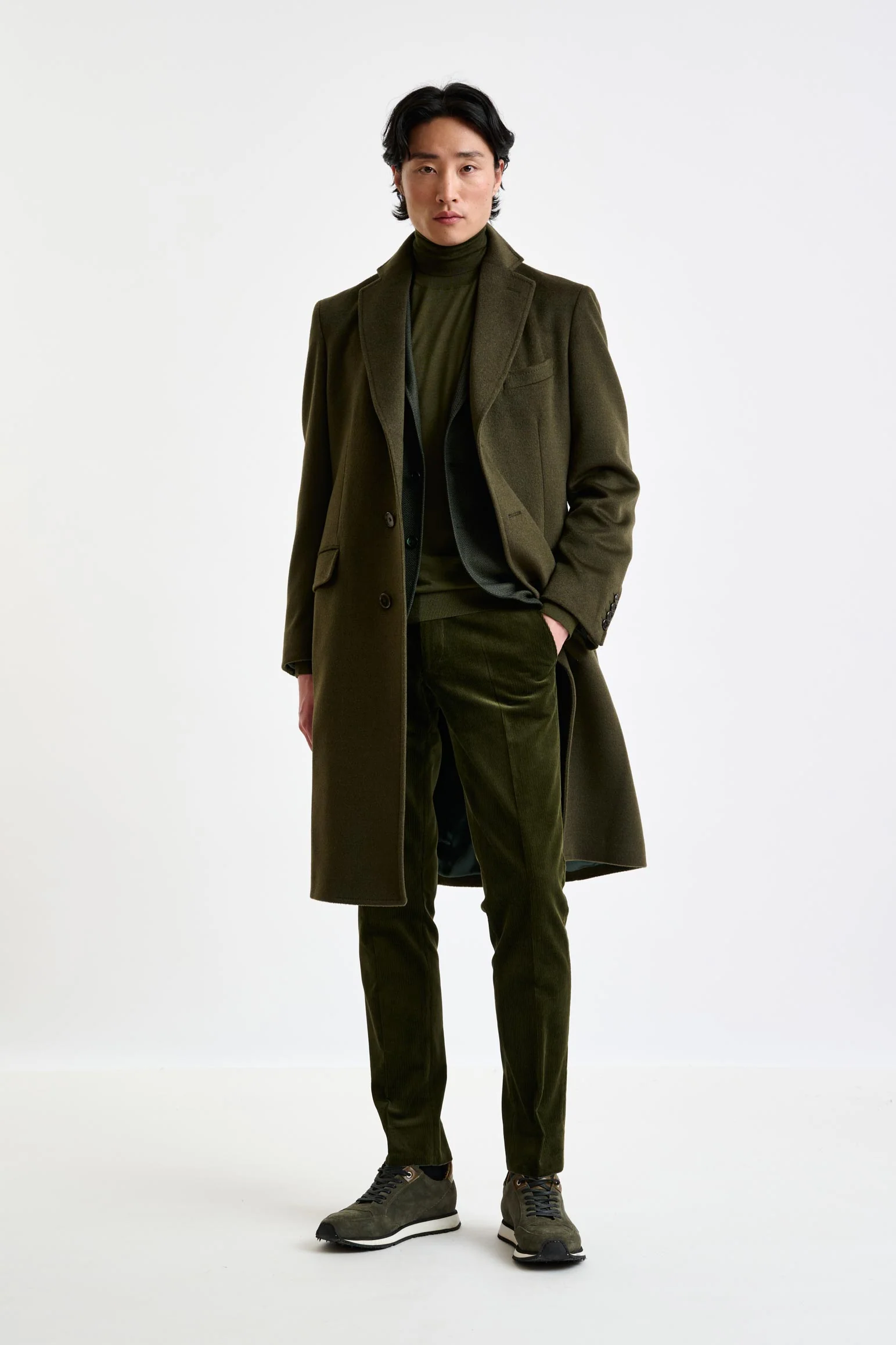 Olive Green Wool Hereford Overcoat Zeus - Image 2