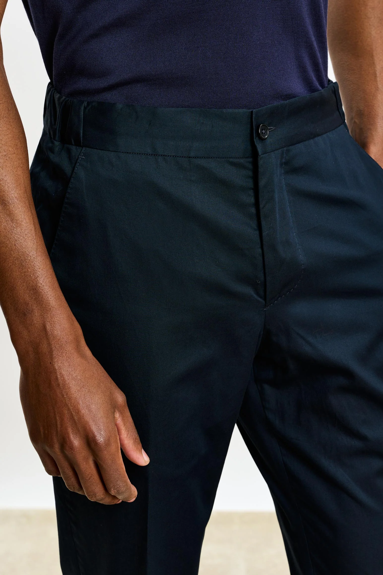 Black Perth Drawstring Trousers Cashmere Cotton - Image 3