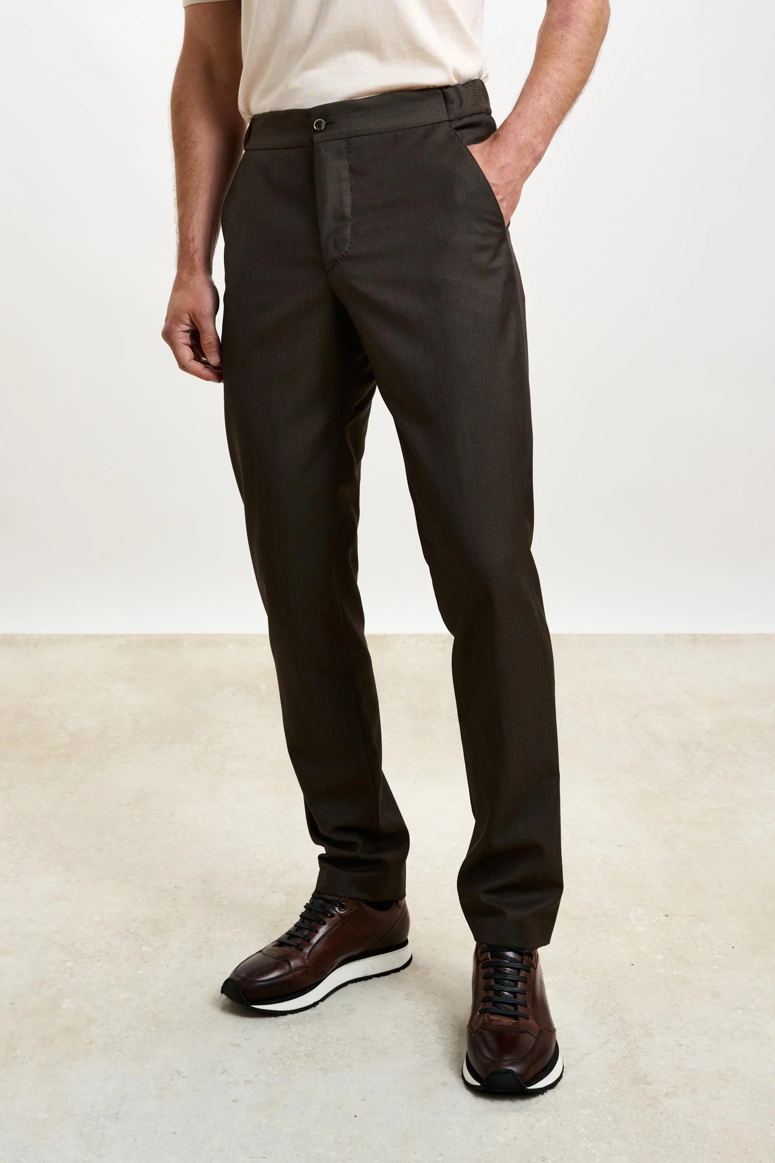 Dark Brown Perth Drawstring Trousers Image Solaro
