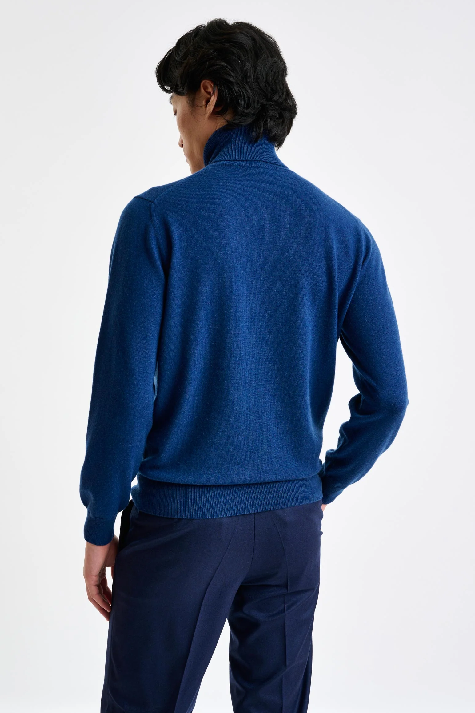 Petrol Blue 100% Cashmere Drumberg Rollneck Knit - Image 4