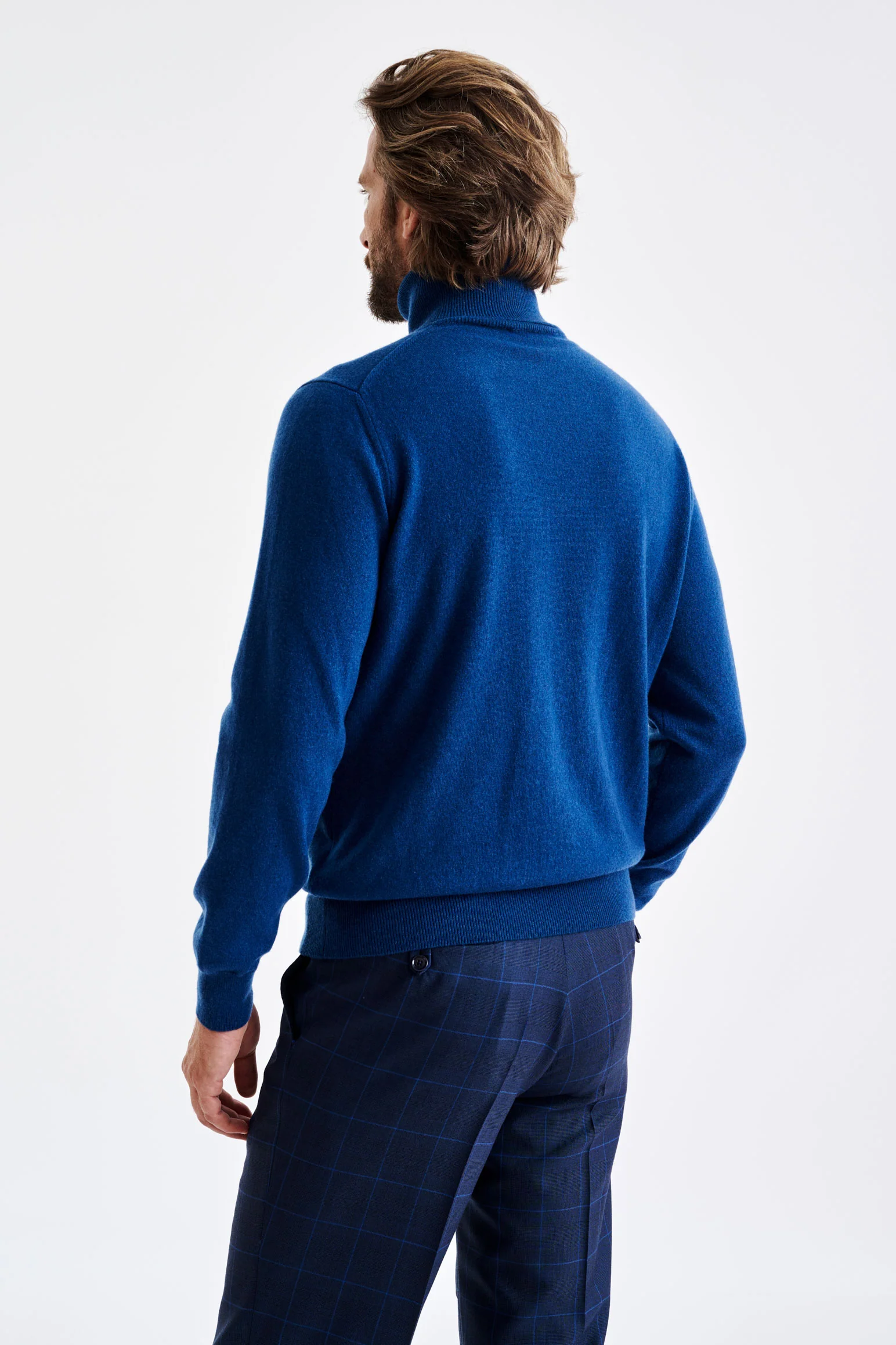 Pilot Blue 100% Cashmere Drumberg Rollneck Knit - Image 4