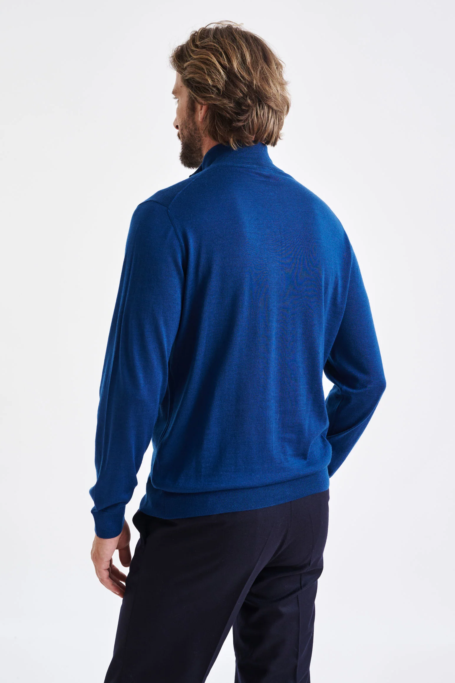 Pilot Blue Cashmere & Silk Repton Fullzip Sweater - Image 4