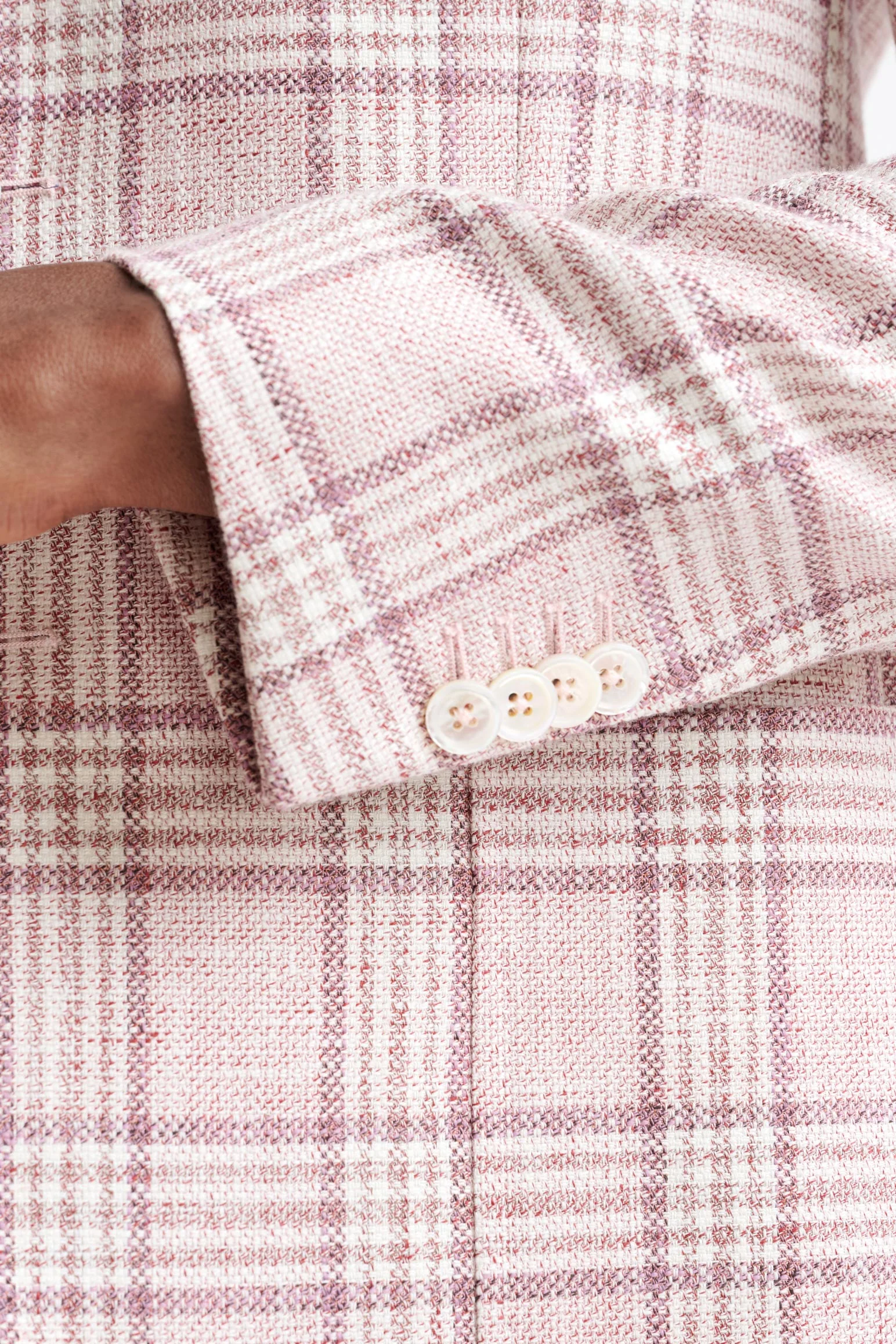 Pink Check Cotton & Linen Kenton Jacket Amalfi Trend - Image 2