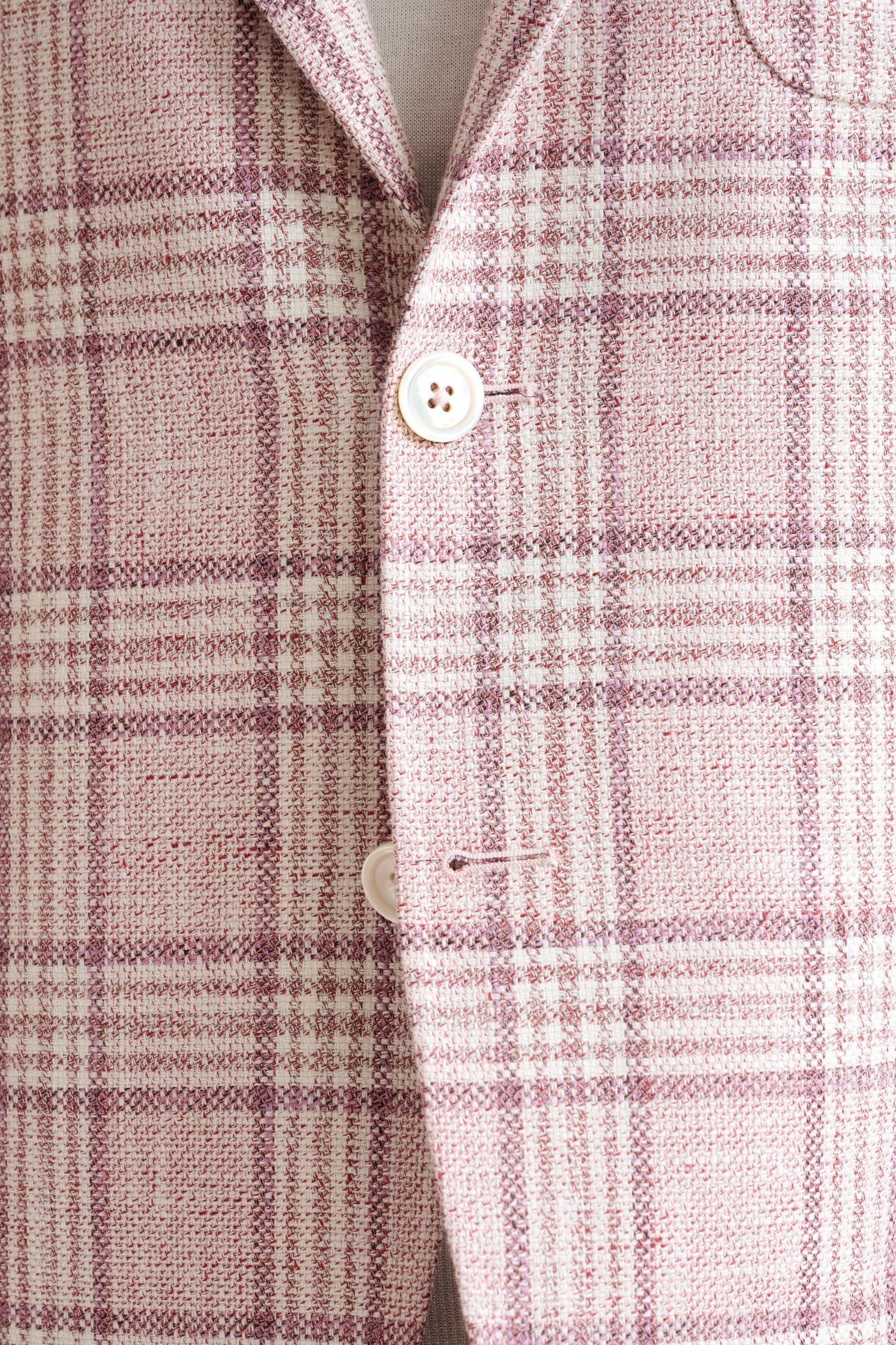 Pink Check Cotton & Linen Kenton Jacket Amalfi Trend - Image 3
