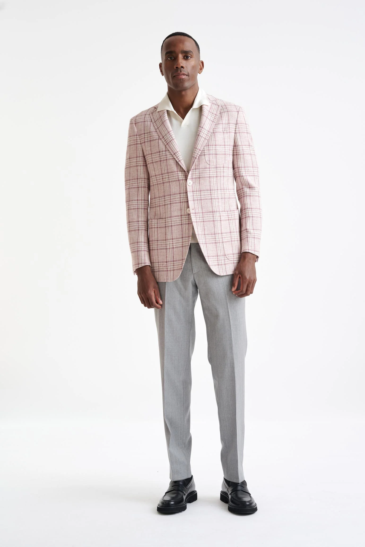 Pink Check Cotton & Linen Kenton Jacket Amalfi Trend - Image 6