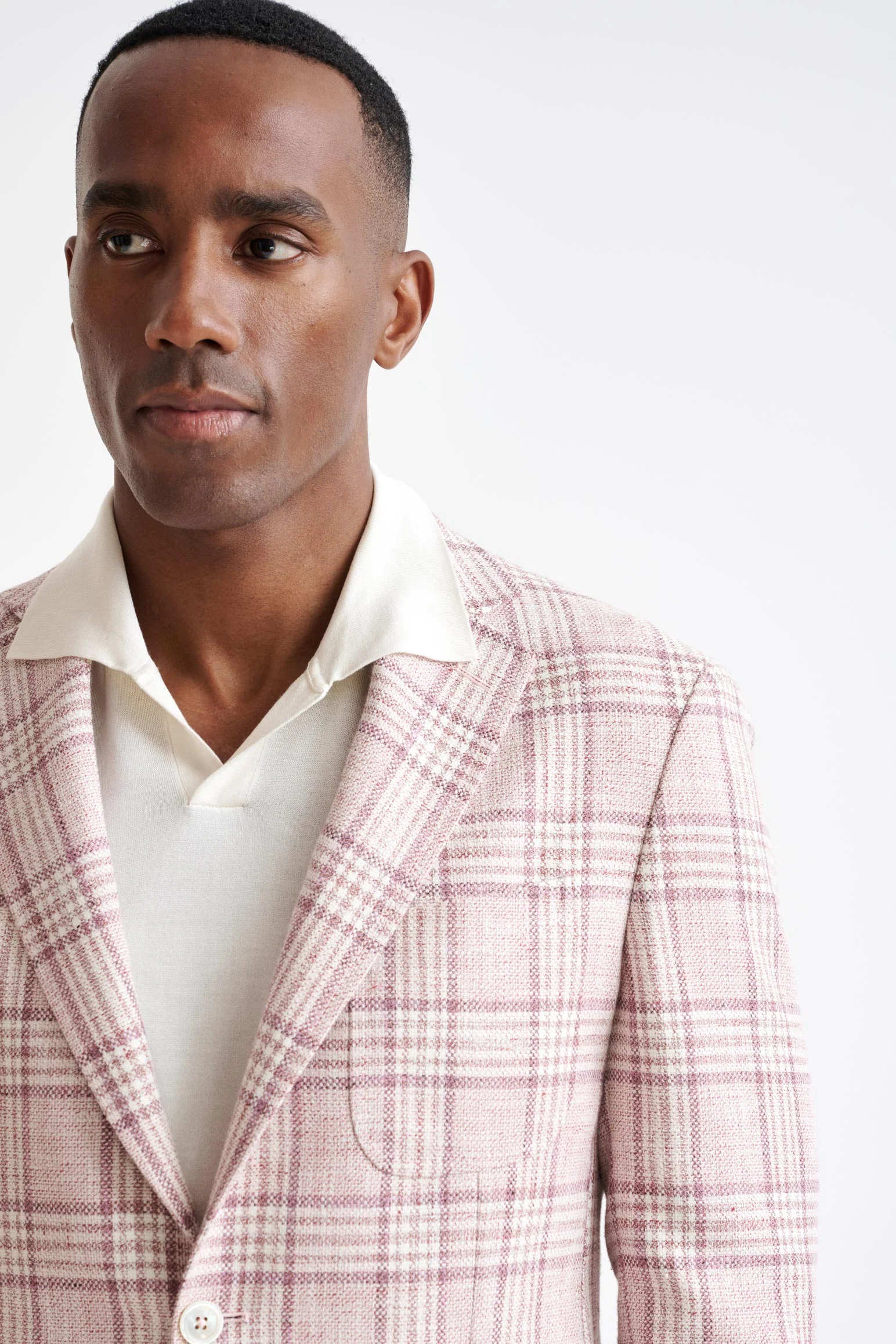 Pink Check Cotton & Linen Kenton Jacket Amalfi Trend - Image 7