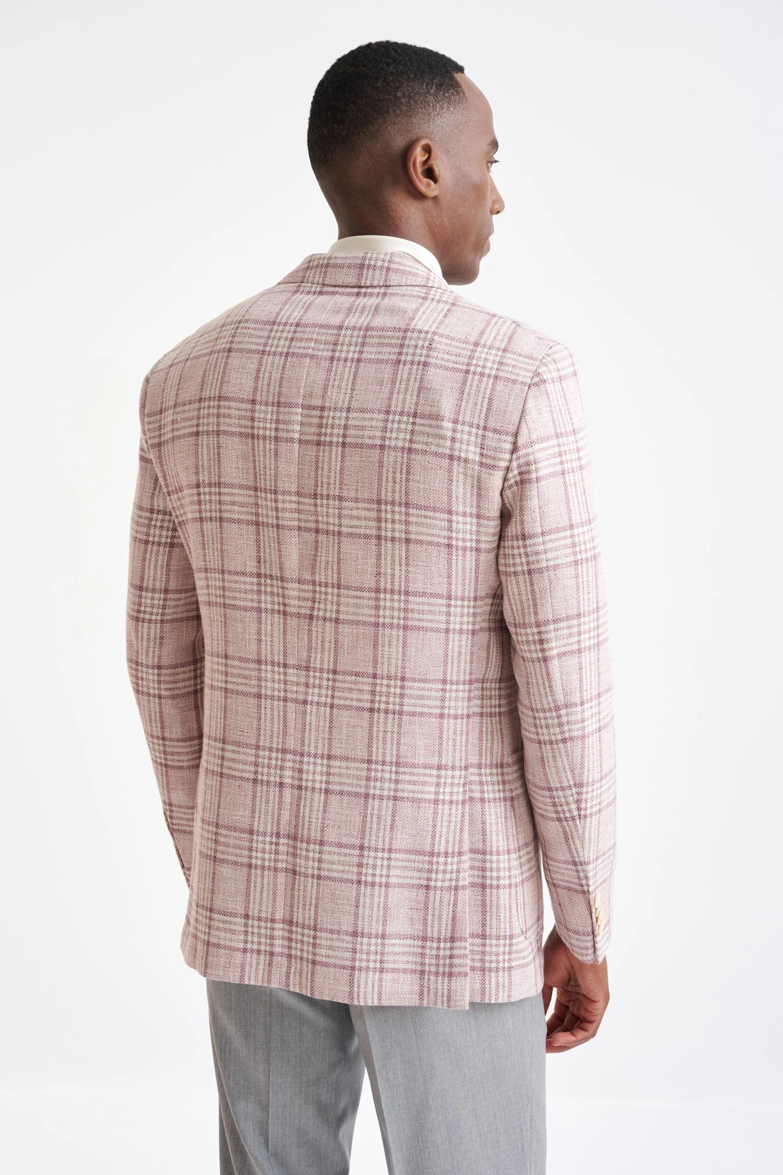 Pink Check Cotton & Linen Kenton Jacket Amalfi Trend - Image 8