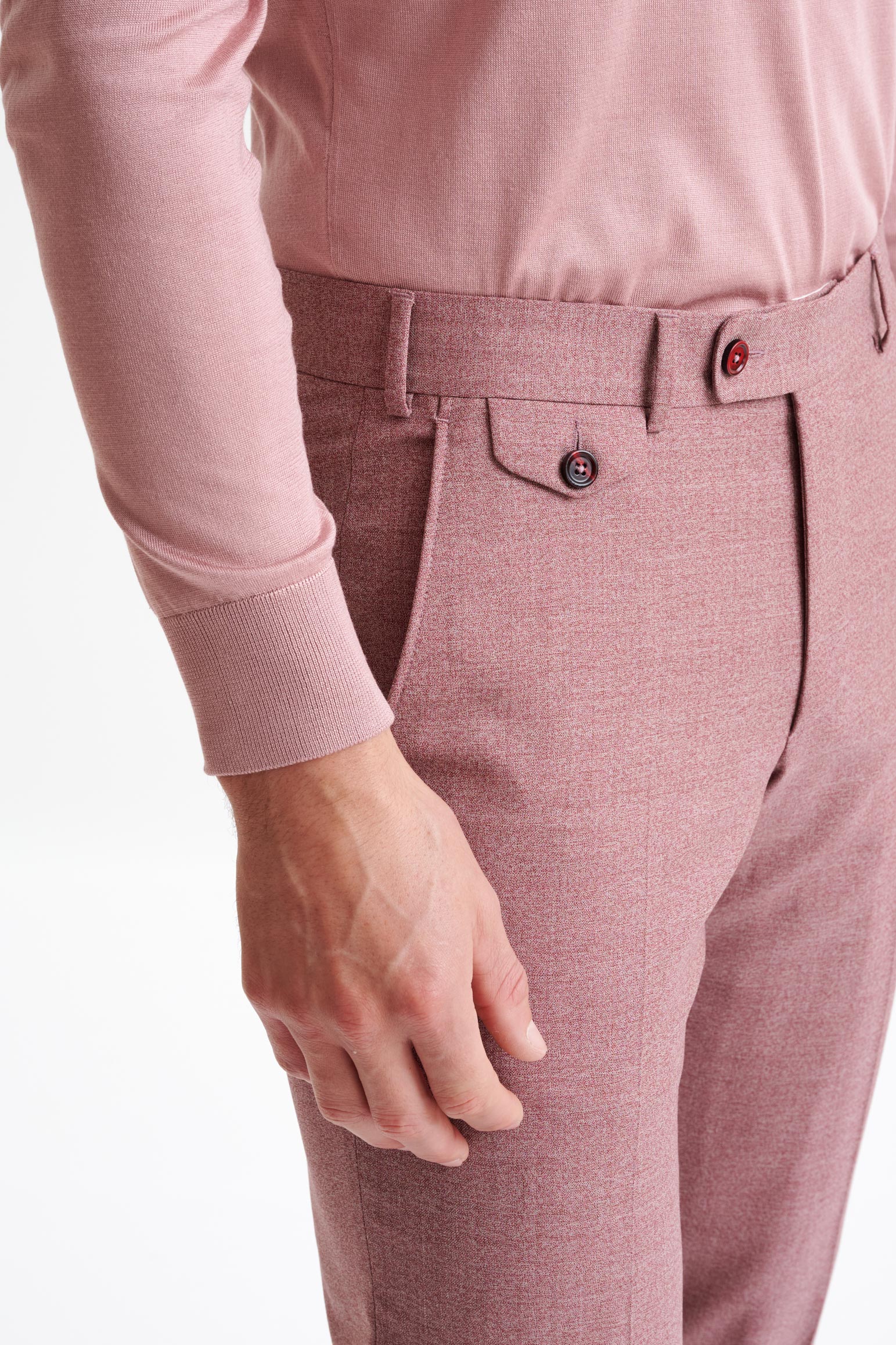 Pink Super 130's Wool Farley Trousers Crossover - Image 3