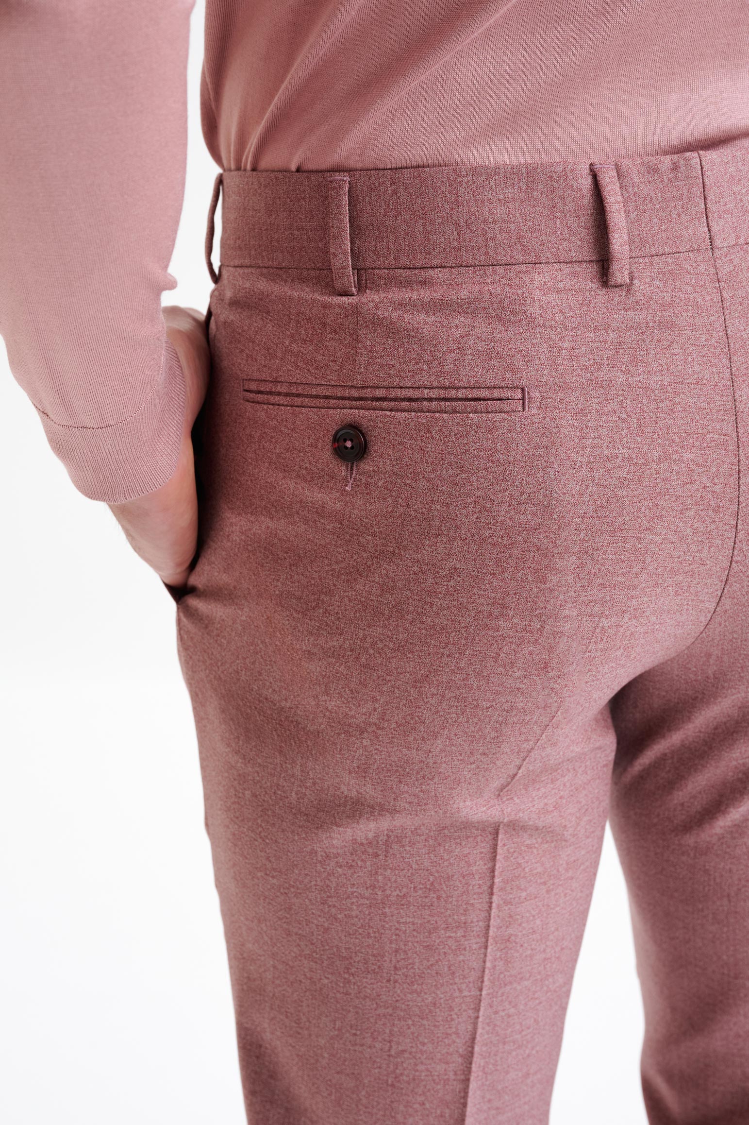 Pink Super 130's Wool Farley Trousers Crossover - Image 4