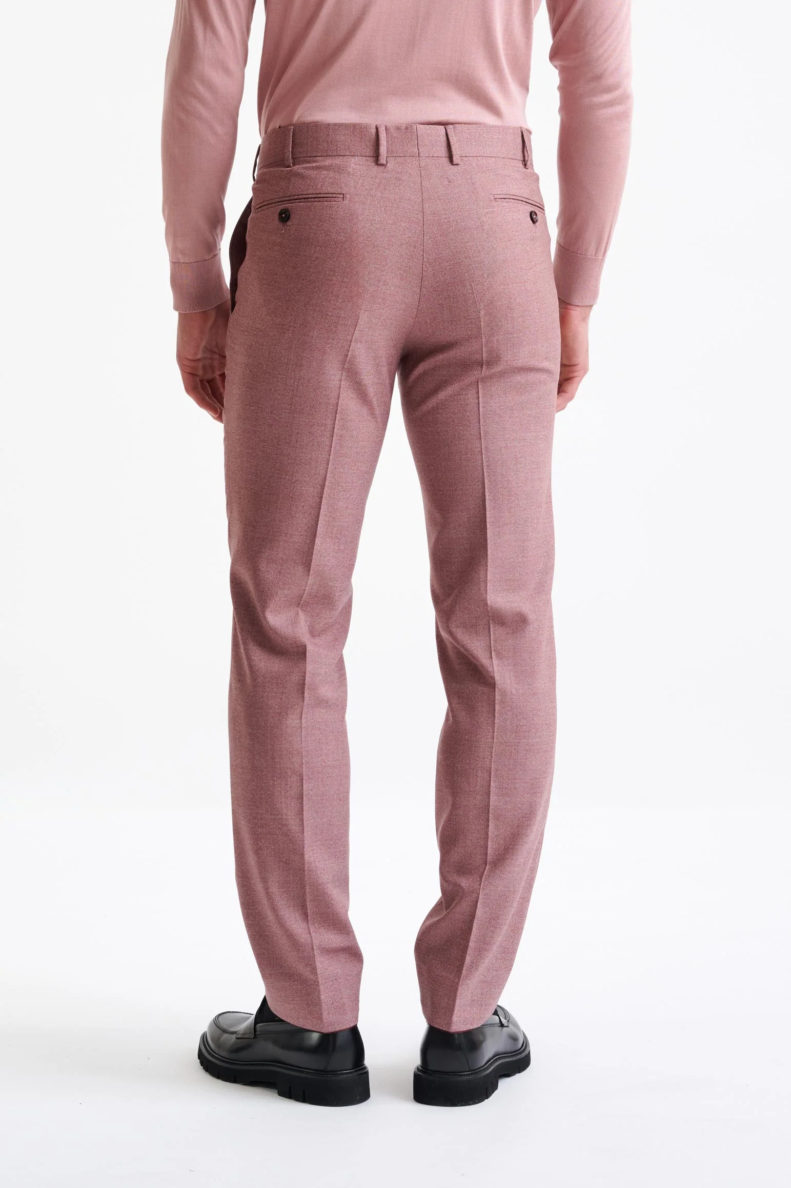 Pink Super 130's Wool Farley Trousers Crossover - Image 5