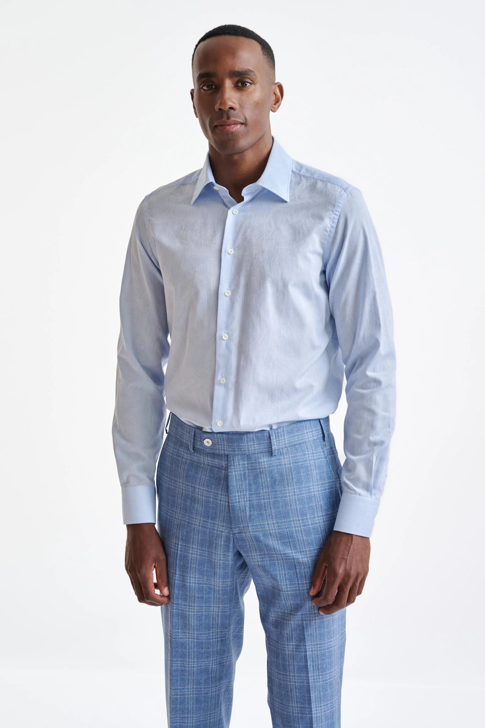 Light Blue 100% Cotton Oxford Panama Formal Shirt