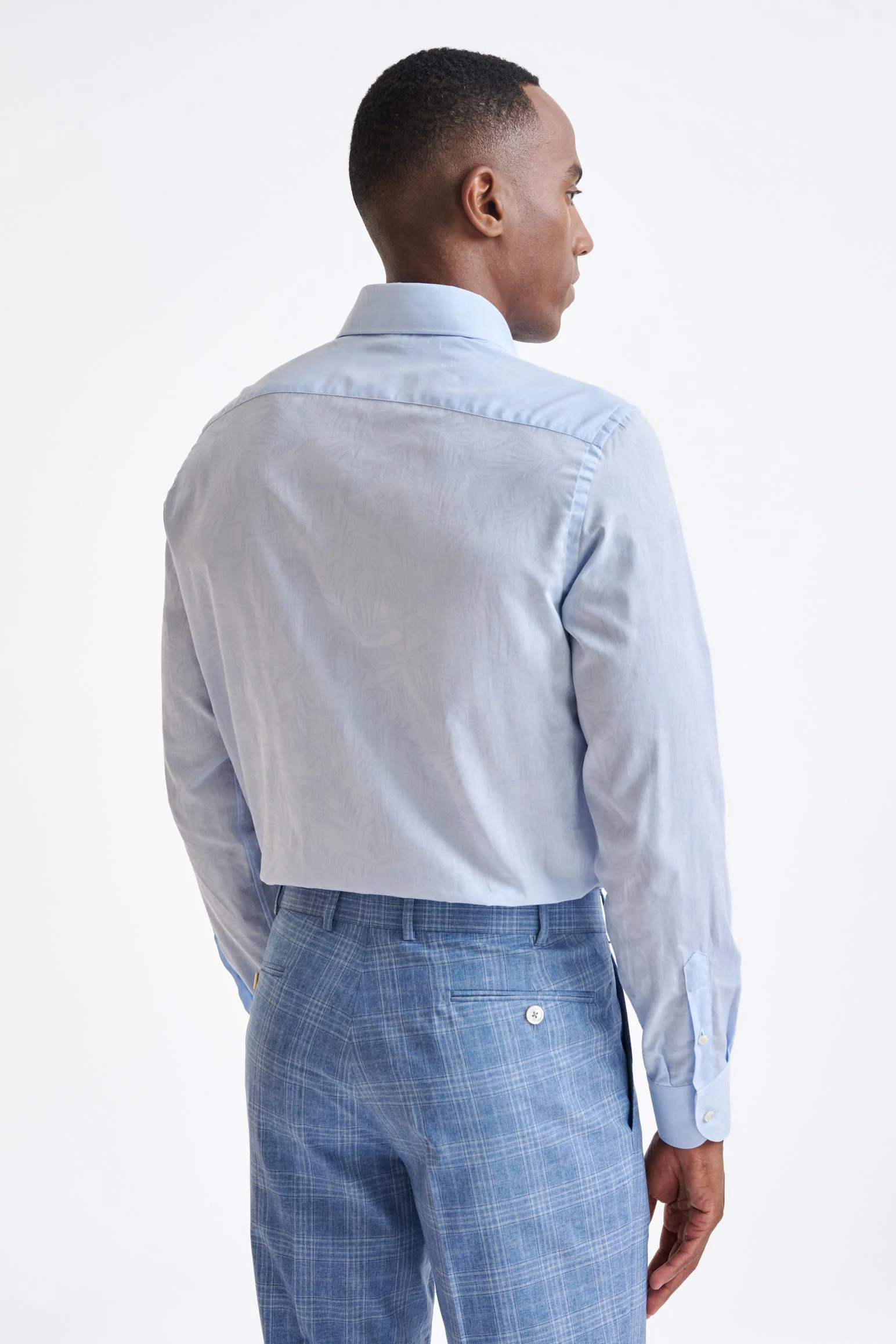 Light Blue 100% Cotton Oxford Panama Formal Shirt - Image 3