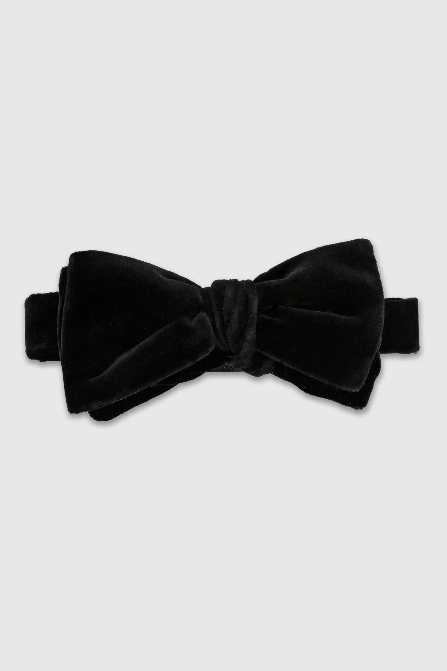 Black Cotton Velvet Pre-Tied Bow Tie