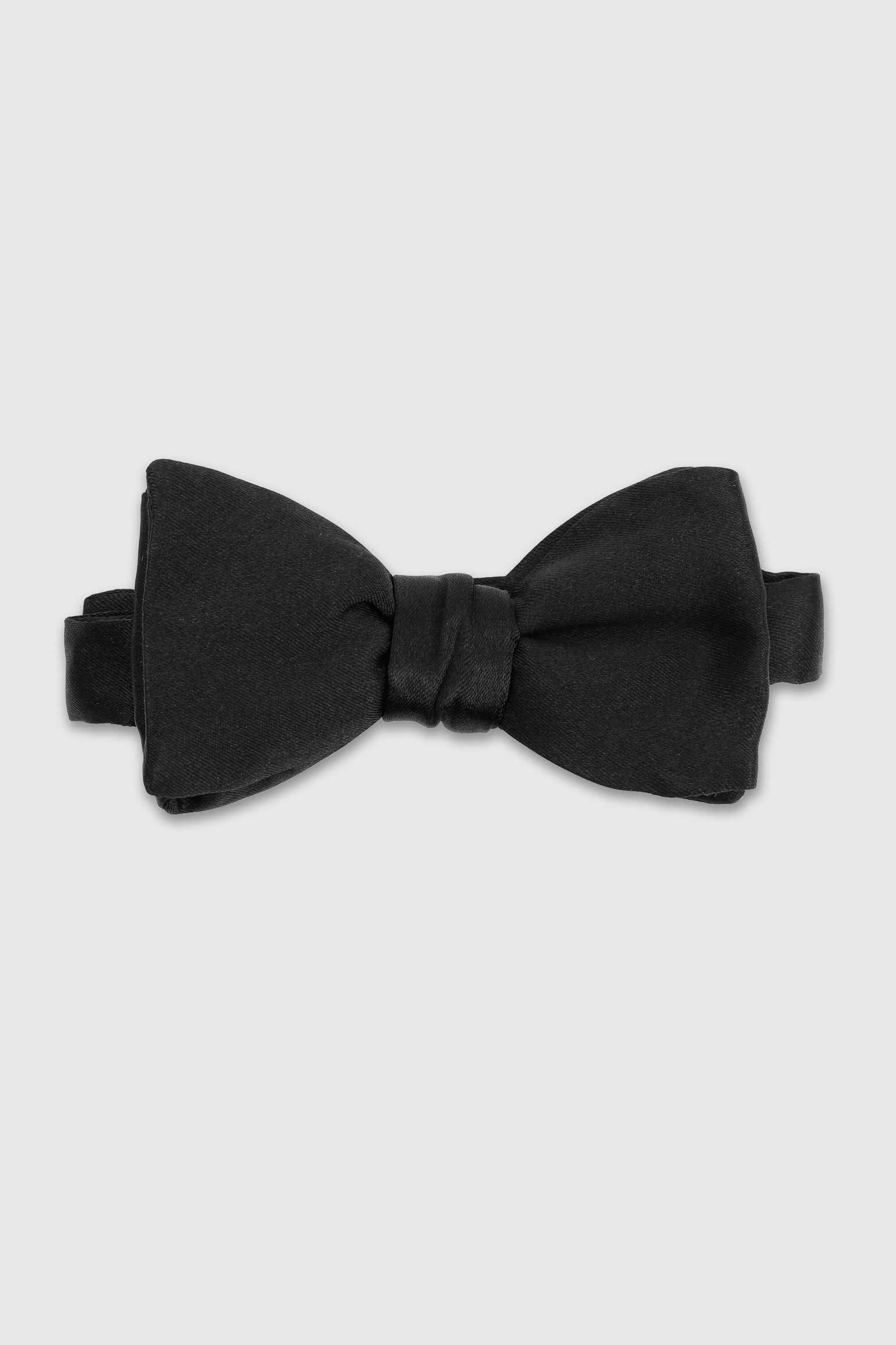 Black Silk Satin Pre-Tied Bow Tie