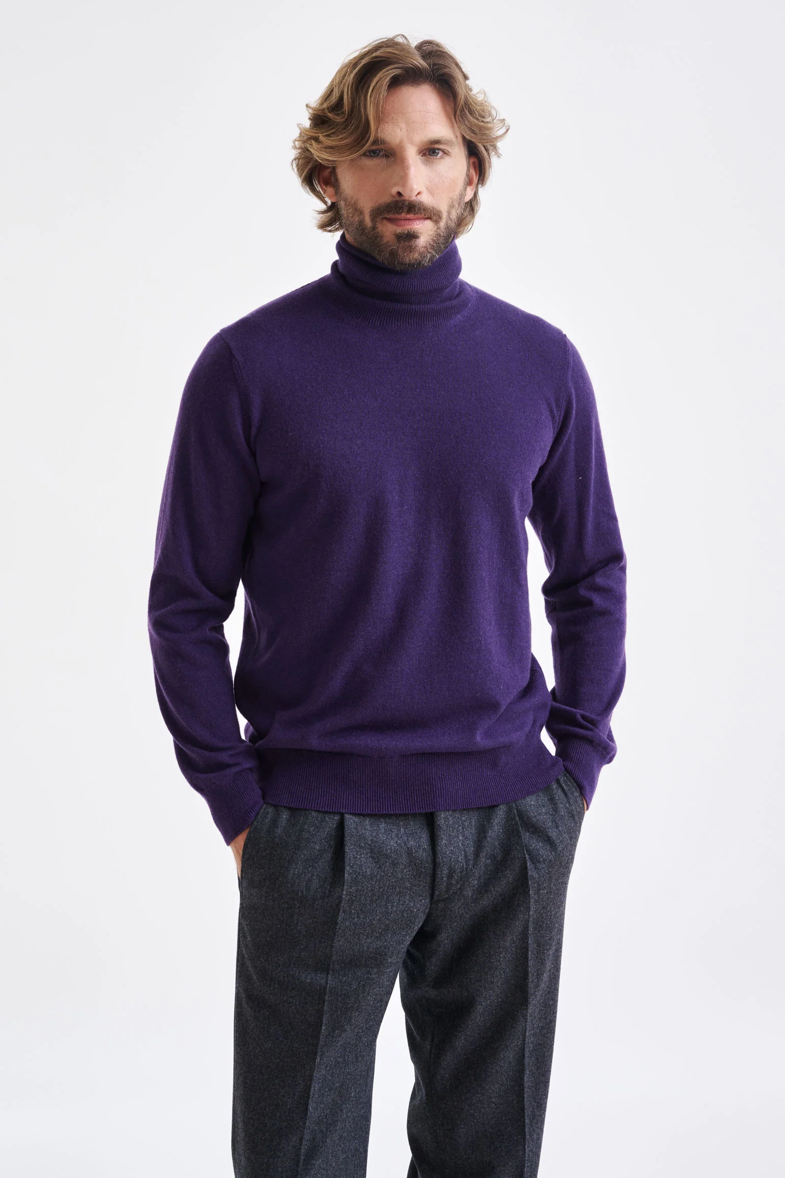 Purple 100% Cashmere Drumberg Rollneck Knitwear