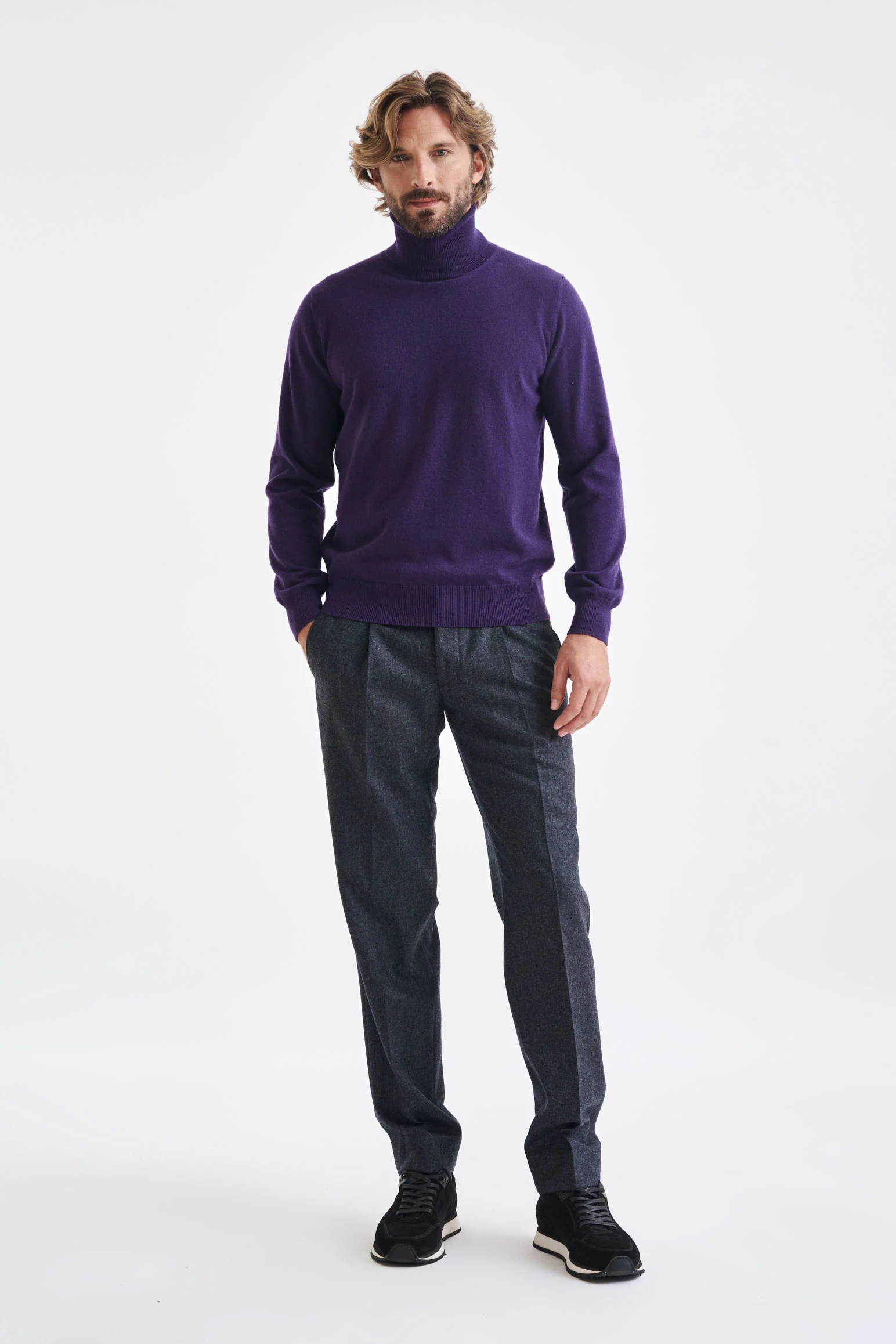 Purple 100% Cashmere Drumberg Rollneck Knitwear - Image 2