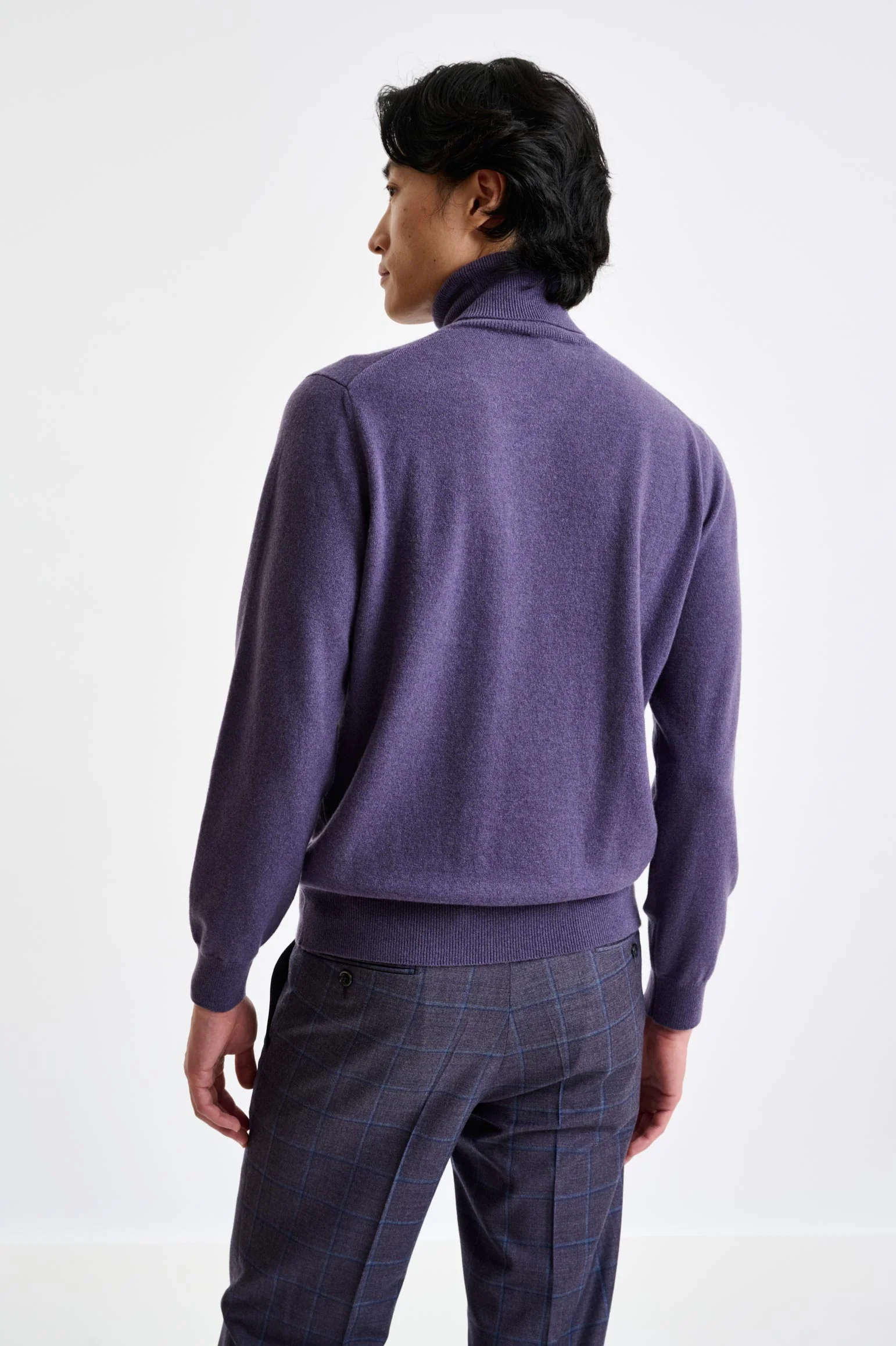 Purple Grey 100% Cashmere Drumberg Rollneck Knitwear - Image 4