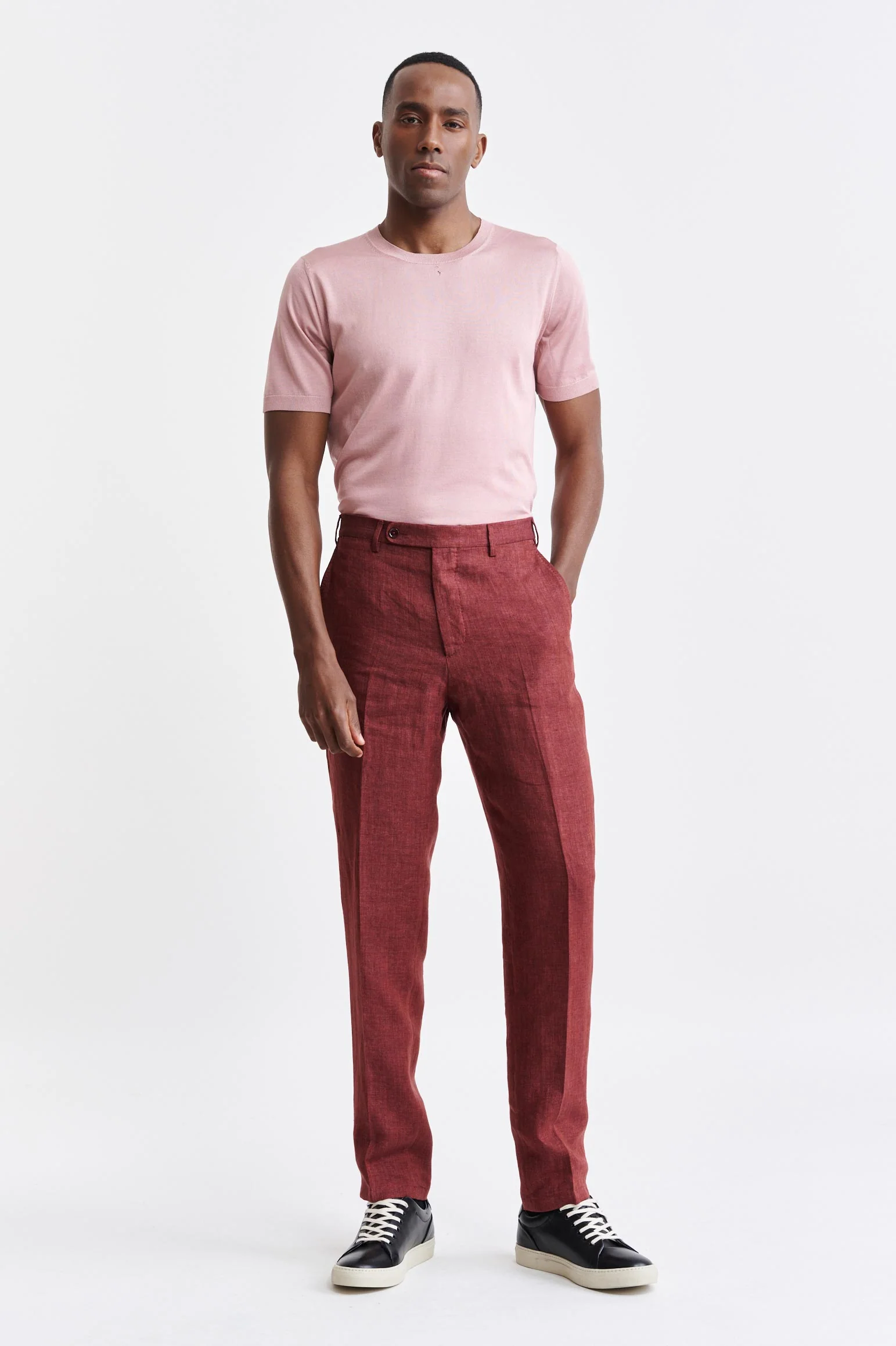Red 100% Linen Xander Trousers Pure Linen - Image 2