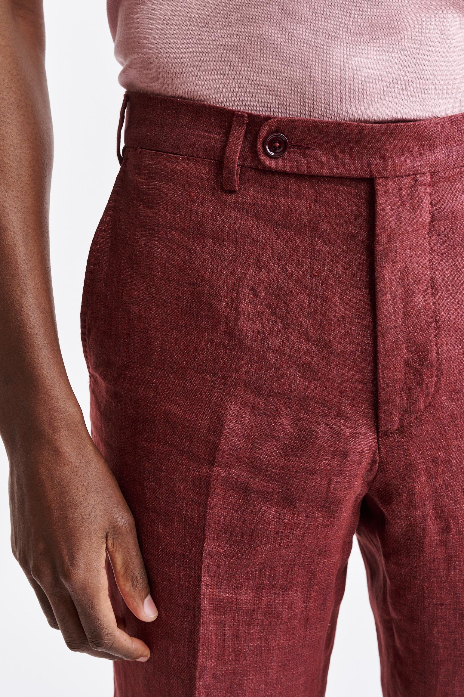 Red 100% Linen Xander Trousers Pure Linen - Image 4