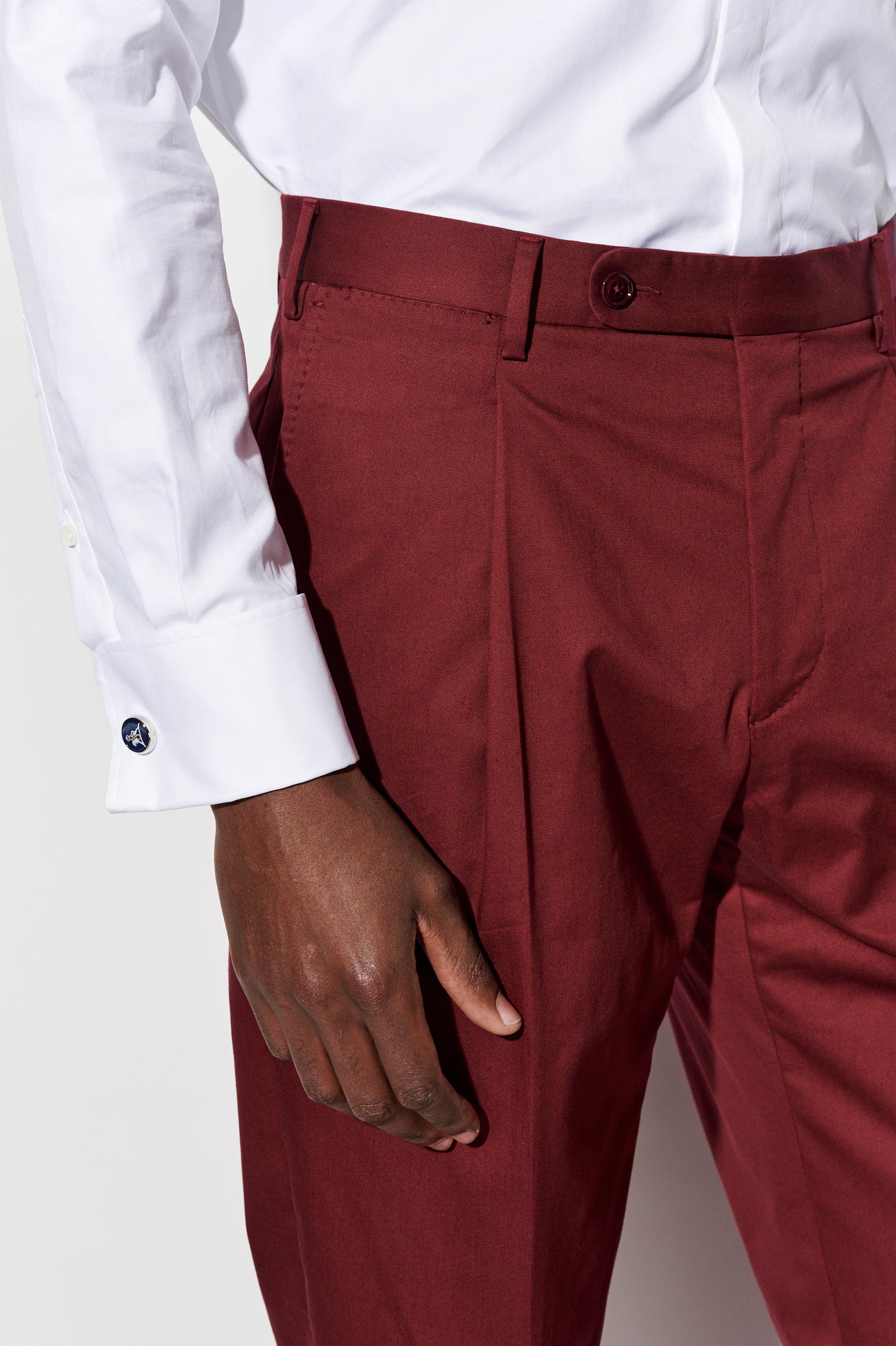 Red Cotton Xander Trousers Cashmere Cotton - Image 3