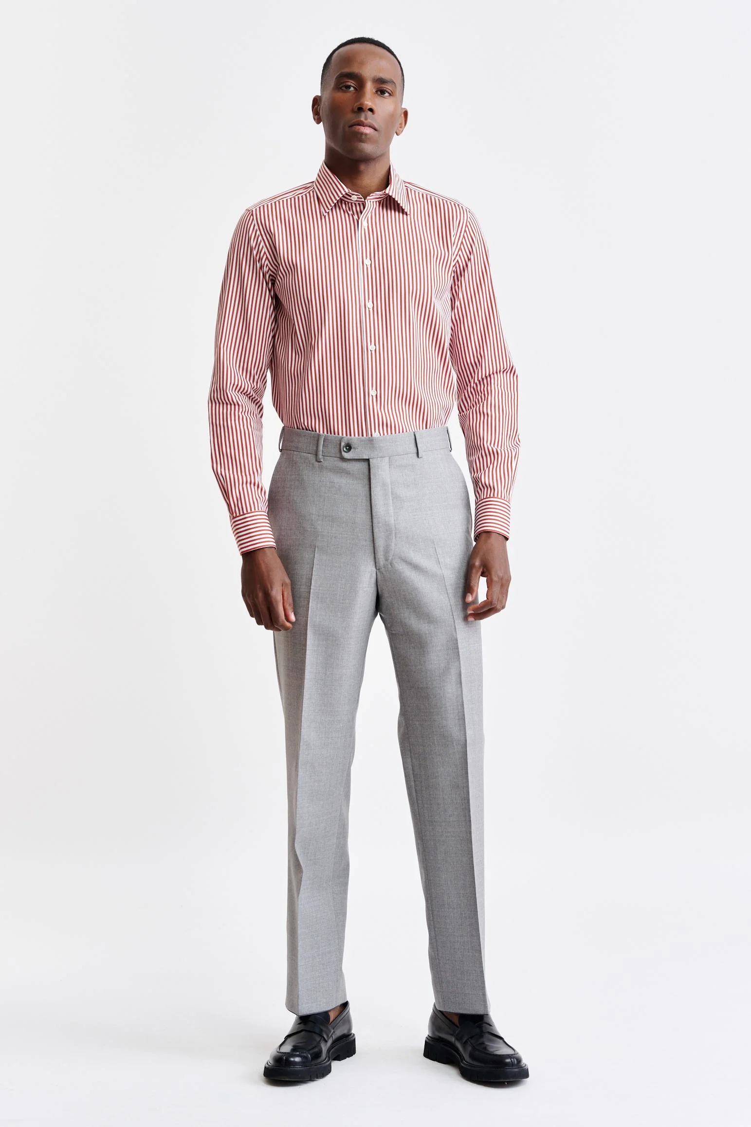 Red-White Stripes Cotton Poplin Formal Shirt - Image 2
