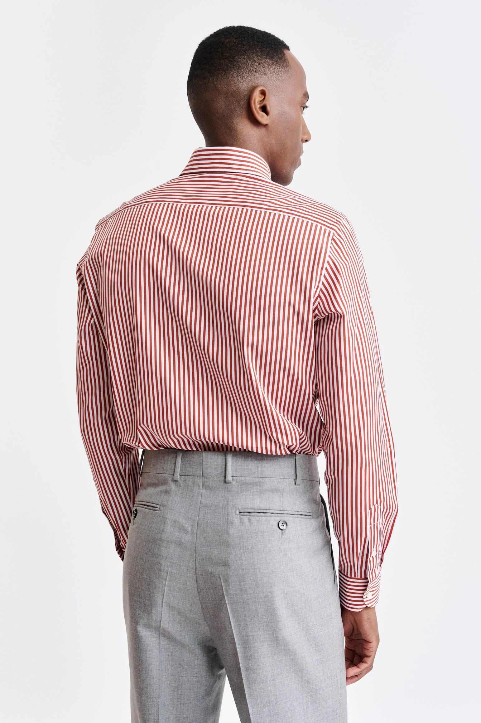 Red-White Stripes Cotton Poplin Formal Shirt - Image 5