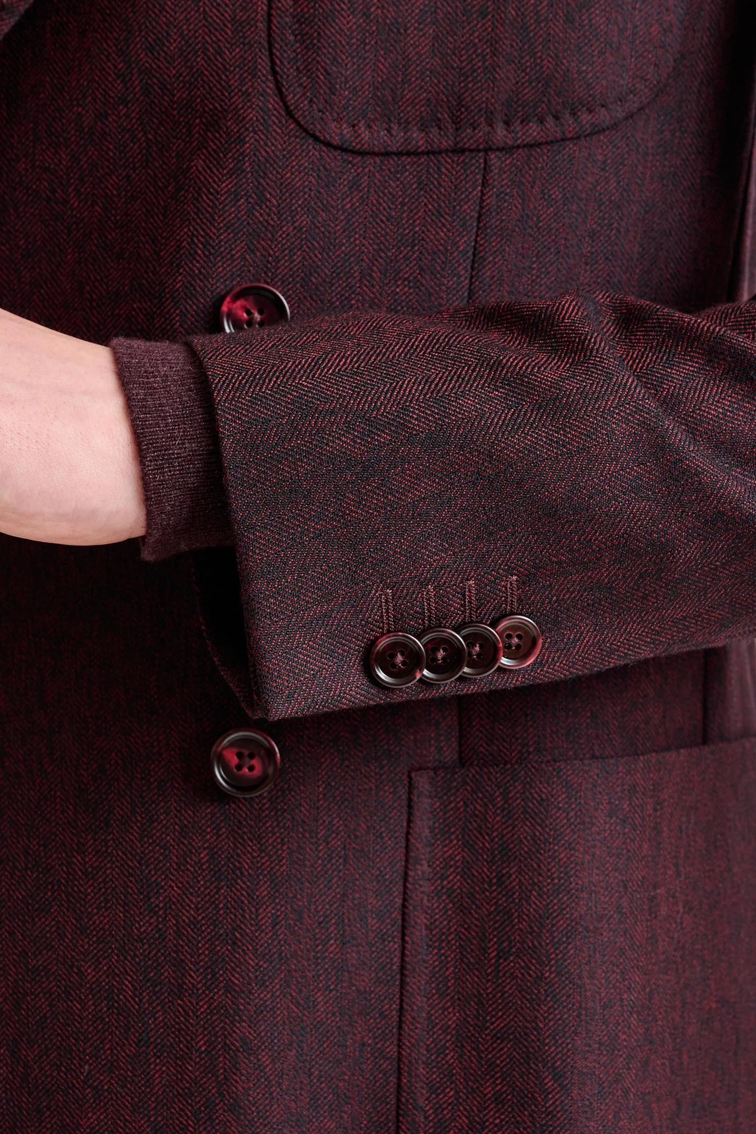 Red Super 100's Wool Kenton Jacket Sonata - Image 2