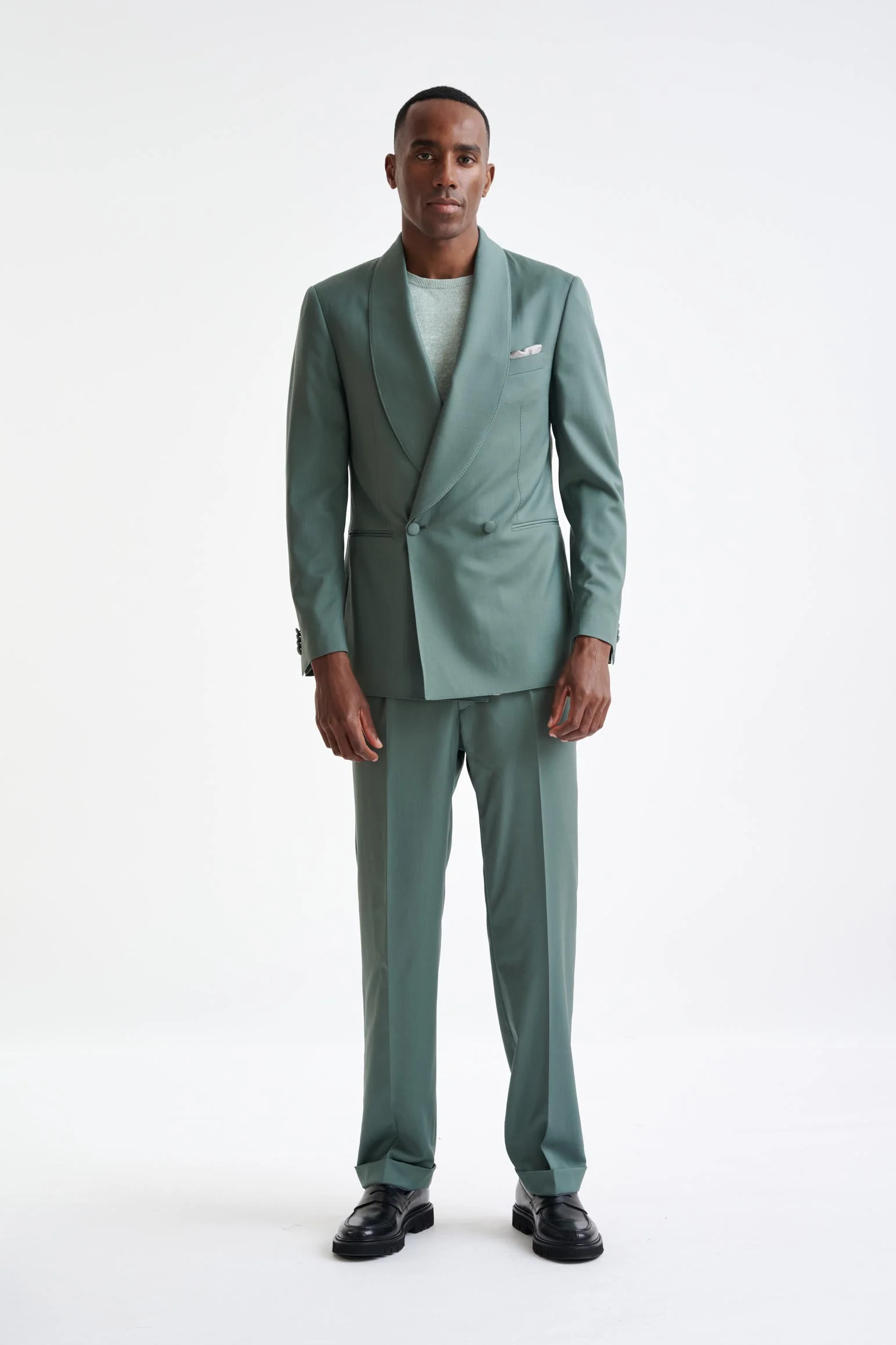 Sage Green Super 100's Wool Farley Trousers New Deluxe - Image 6